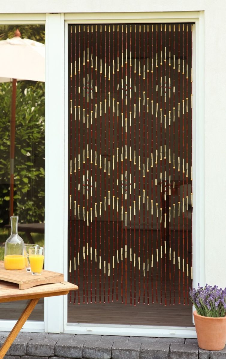 CONACORD Türvorhang Decona Menam Dekovorhang bunt, Hakenaufhängung, halbtransparent, 90 x 200 cm, Bambus - handgearbeitet und lackiert