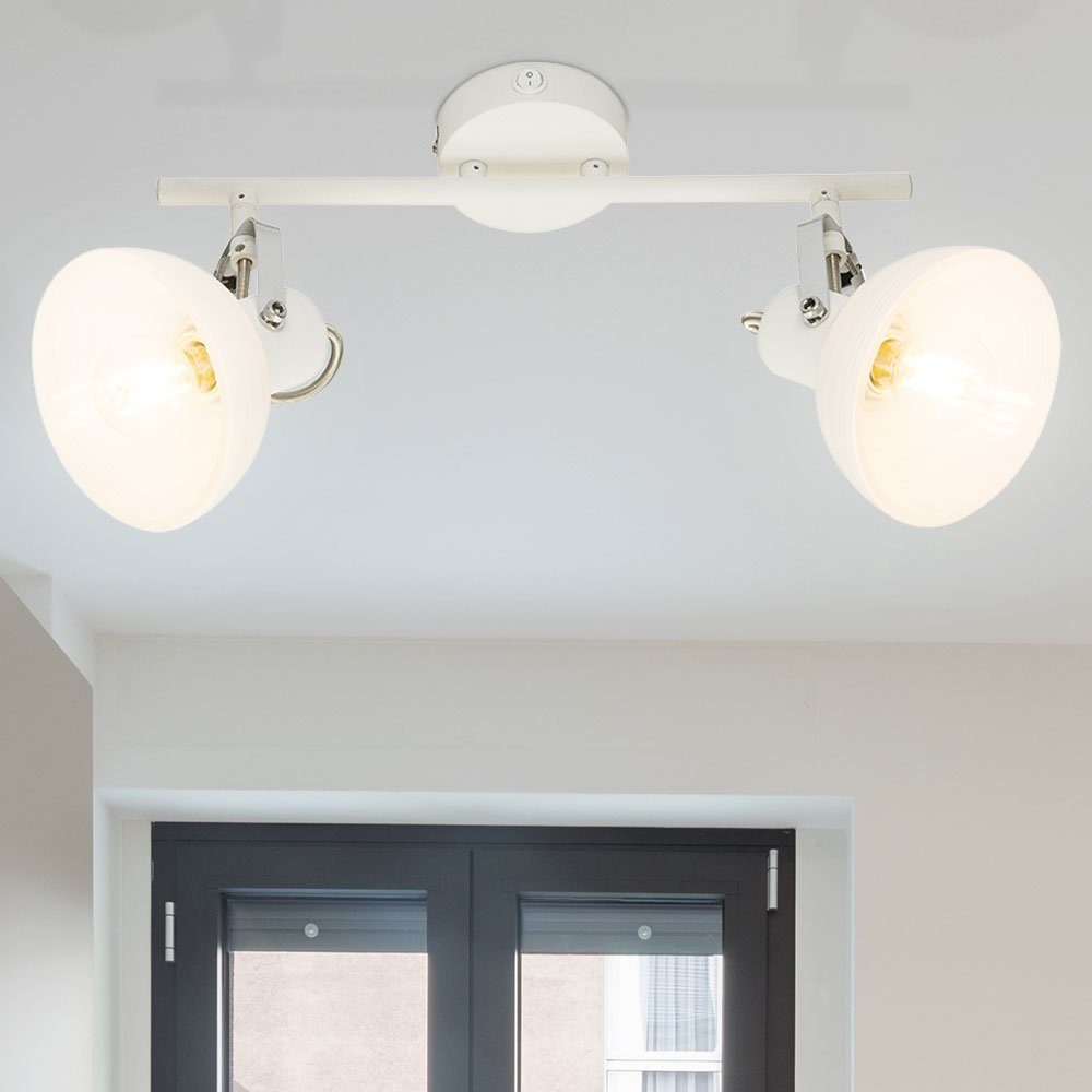 Spot Wand Leuchtmittel etc-shop Decken Lampe Deckenleuchte, inklusive, Warmweiß, LED Chrom Metall Glas Leiste-