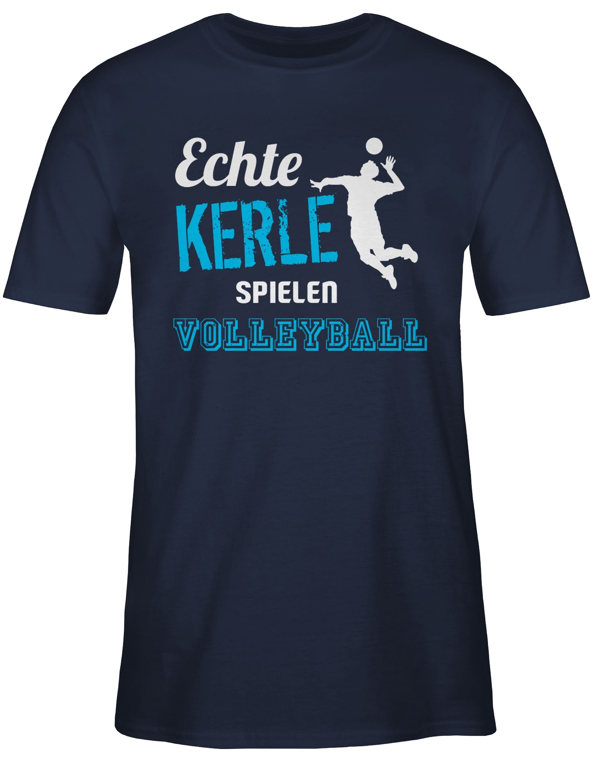 Shirtracer T-Shirt spielen 1 Volleyball Kerle Volleyball Geschenke Blau Navy Echte
