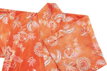 Bassetti Kimono CHIAIA, midi, Baumwolle, Gürtel, aus satinierter Baumwolle mit Blumenelementen