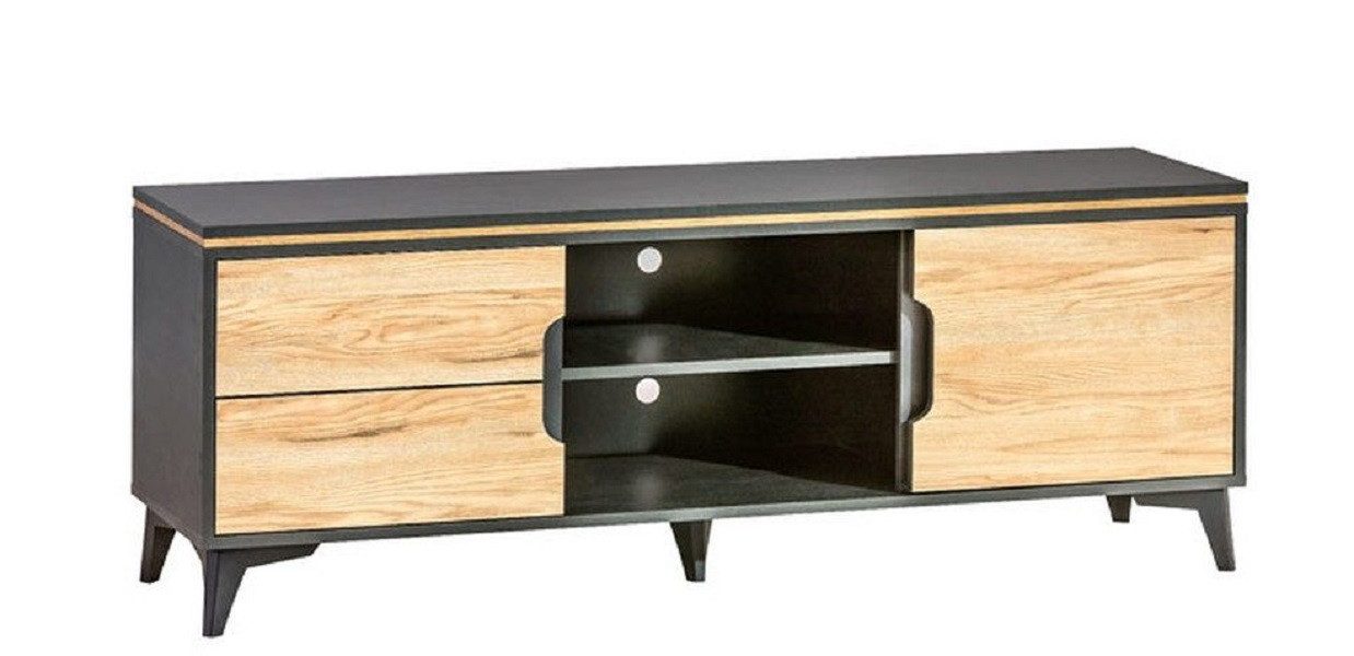 JVmoebel Lowboard Walnuß-TV-Lowboard Gappa – Elegante graue Oberfläche, funktional (1 St., Lowboard), Made in Europa
