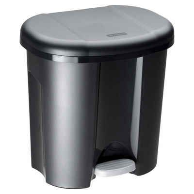 ROTHO Mülleimer DUO, Kunststoff, Schwarz, 20 Liter, mit Tretmechanismus und Gummifüßchen