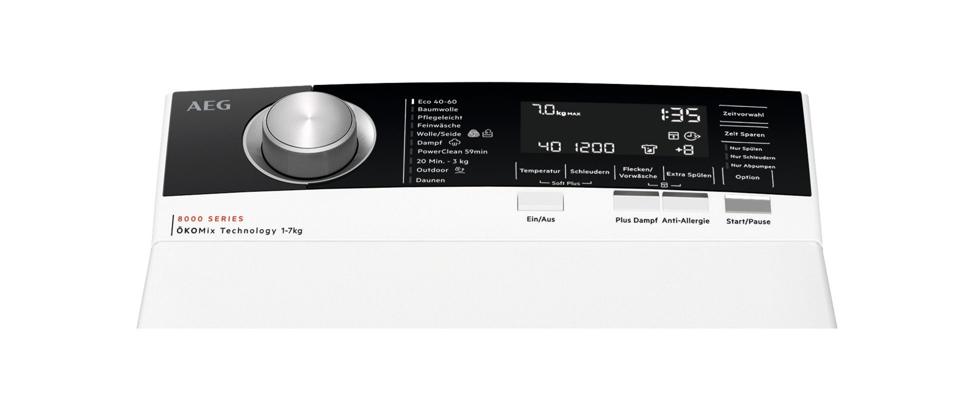AEG Waschmaschine Toplader 8000 PowerCare® LTR8A80370, 6 kg, 1300 U/min, PowerClean: Vollständige Fleckenentfernung in 59 Min. bei nur 30 °C