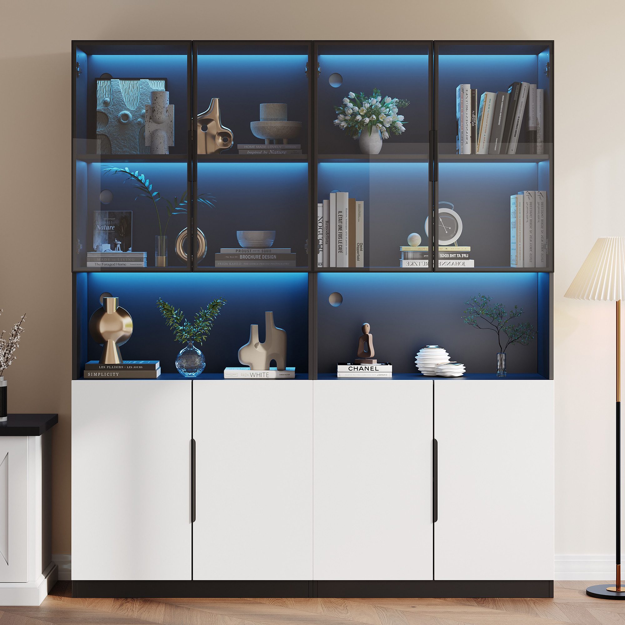 STILVORA Vitrine 2m Highboard Sideboard mit günstig online kaufen