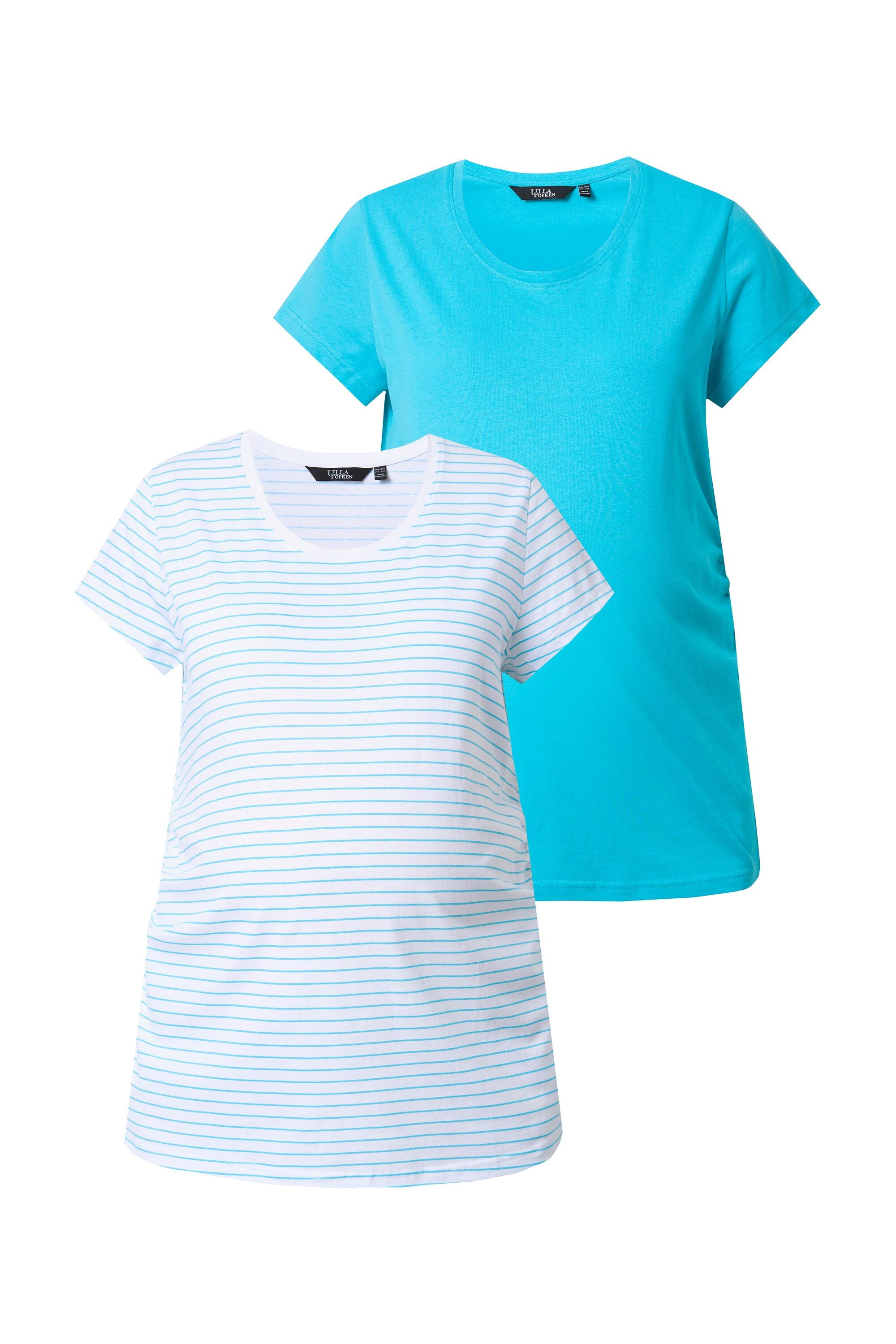 Ulla Popken T-Shirt T-Shirts 2er Pack Halbarm seitl. Raffung Schwangerschaft