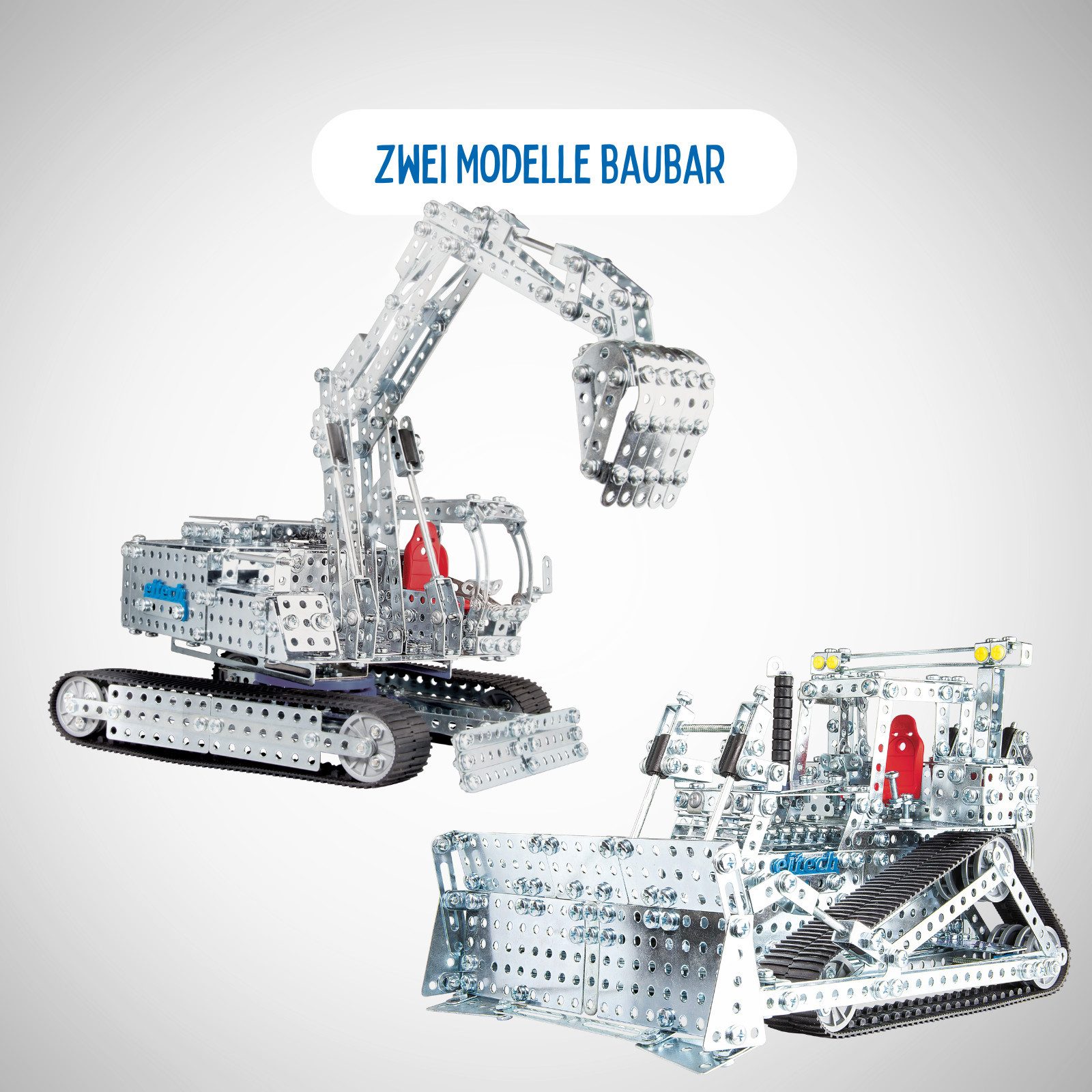 Eitech eitech Mega Raupe und Kettenbagger, 00019 Metallbaukasten, (3D Puzzle, 1470 St., Modellbausatz), 2x Modelle baubar, Made in Germany