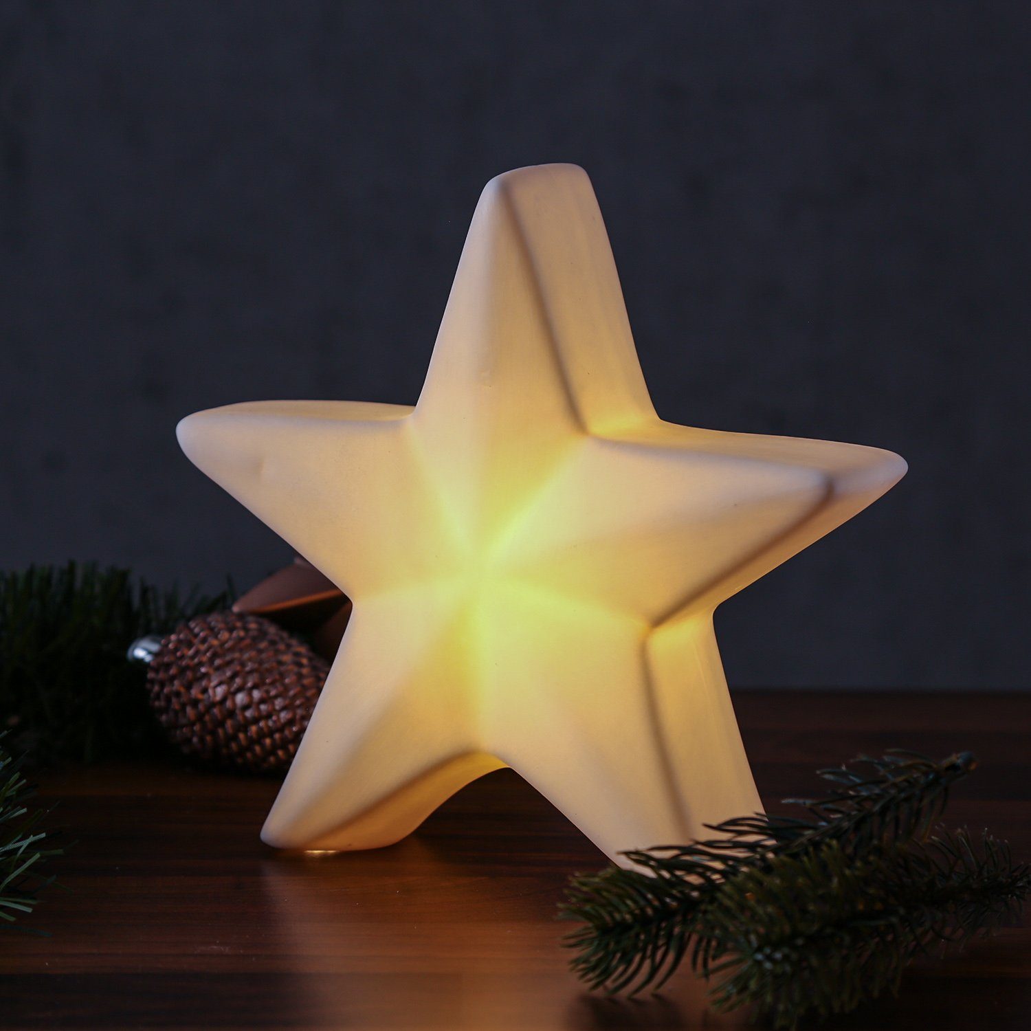 MARELIDA LED Stern LED Stern Lichtstern Leuchtstern Dekostern 19cm inkl.  Batterie innen, LED Classic, warmweiß (2100K bis 3000K)