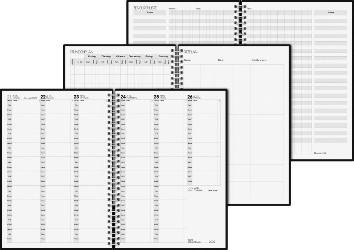 BRUNNEN Buchkalender Lehrerkalender 1 Woche/2 Seiten 2024/2025 ca. A5 17x24cm Baladek schwa