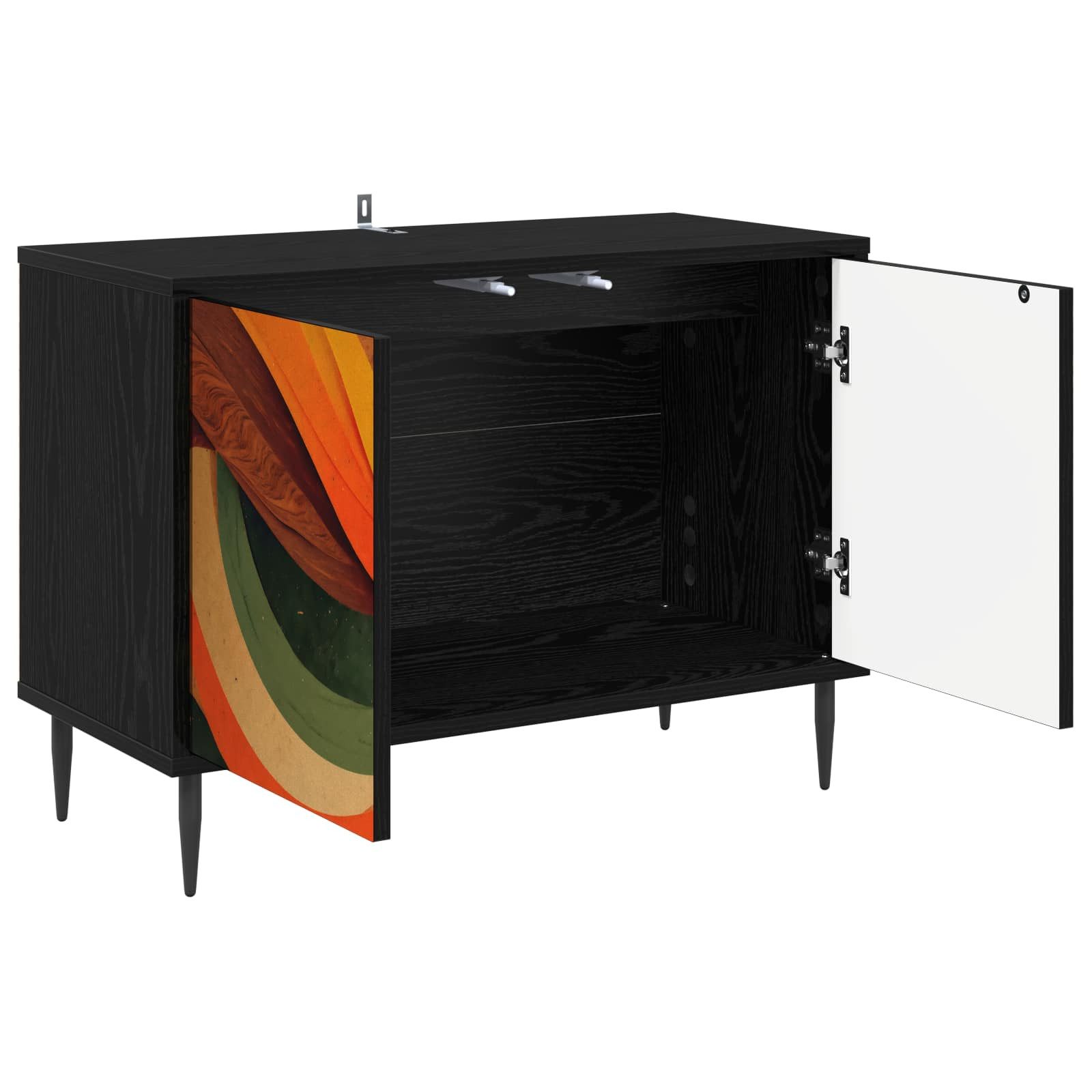 vidaXL TV-Schrank TV-Schrank BONN 69 x 33 x 50,5 cm Schwarz Eichen-Optik (1-St)