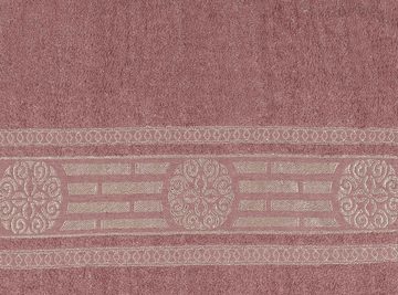 Sarcia.eu Badetücher Rosa Baumwollhandtuch mit Goldstickerei, Handtuch 48x100 cm x2