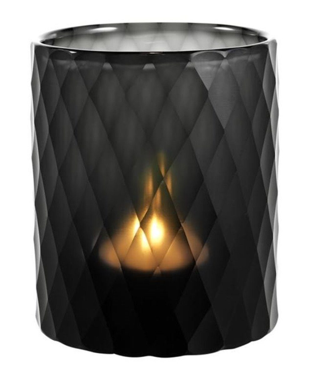 Casa Padrino Teelichthalter Glas Teelichthalter Schwarz Ø 13 x H. 16 cm - Luxus Windlicht