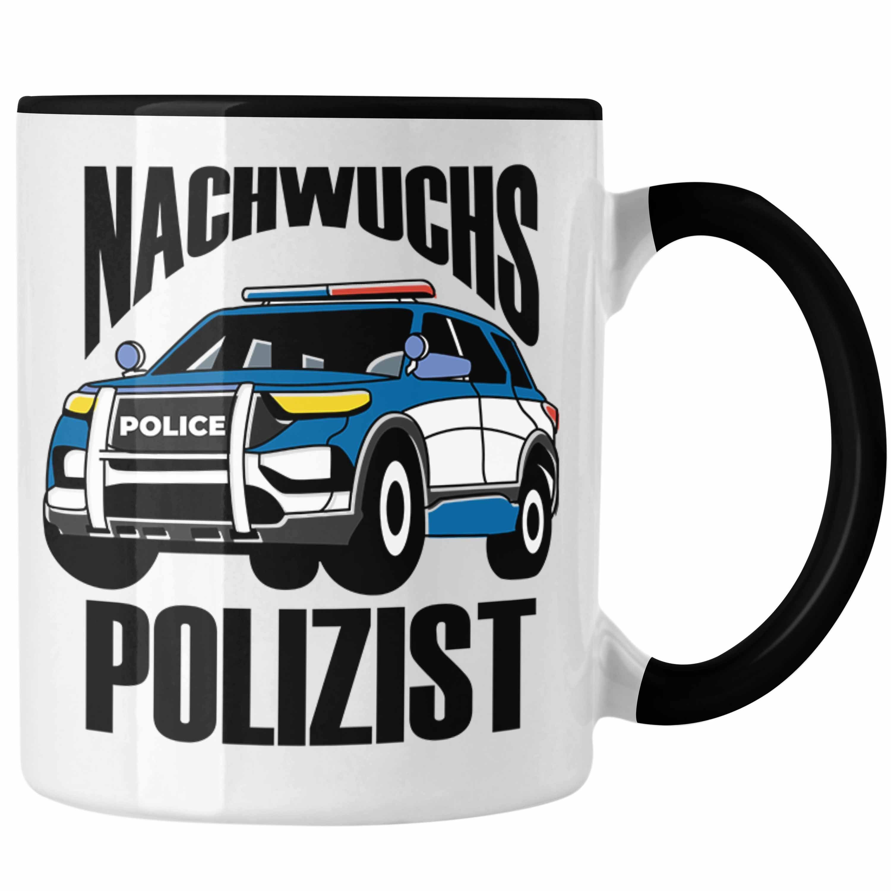 Trendation Tasse Einschulung Tasse für Jungs - "Nachwuchs Polizist" Geschenk kleine Sch Schwarz