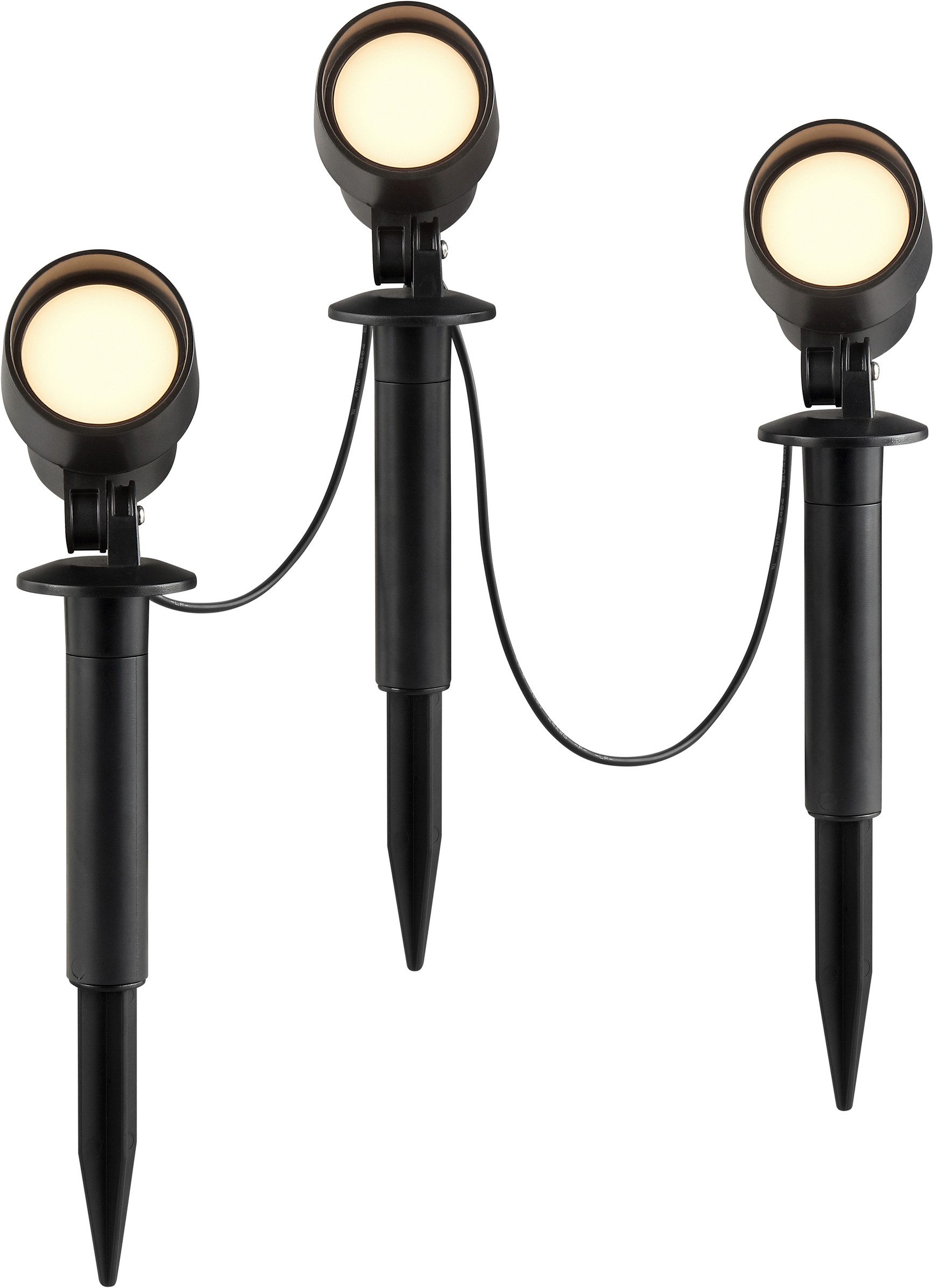 Brilliant Gartenstrahler Kamara, LED fest integriert, Warmweiß, LED Spieß 3er Set, 21 x 6 x 8 cm, 610 lm, 3000 K, Kunststoff, schwarz