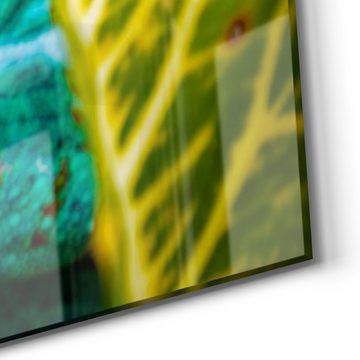 DEQORI Glasbild 'Chamäleon hinter Blatt', 'Chamäleon hinter Blatt', Glas Wandbild Bild schwebend modern