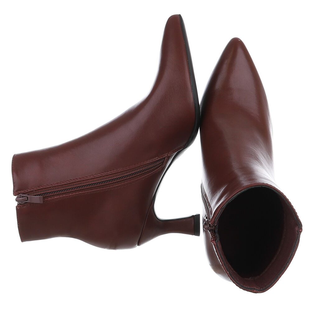 Ital-Design Elegante Stiefelette mit elastischem Obermaterial und Absatz Stiefelette (90560568) Pfennig-/Stilettoabsatz Stiefeletten in Weinrot