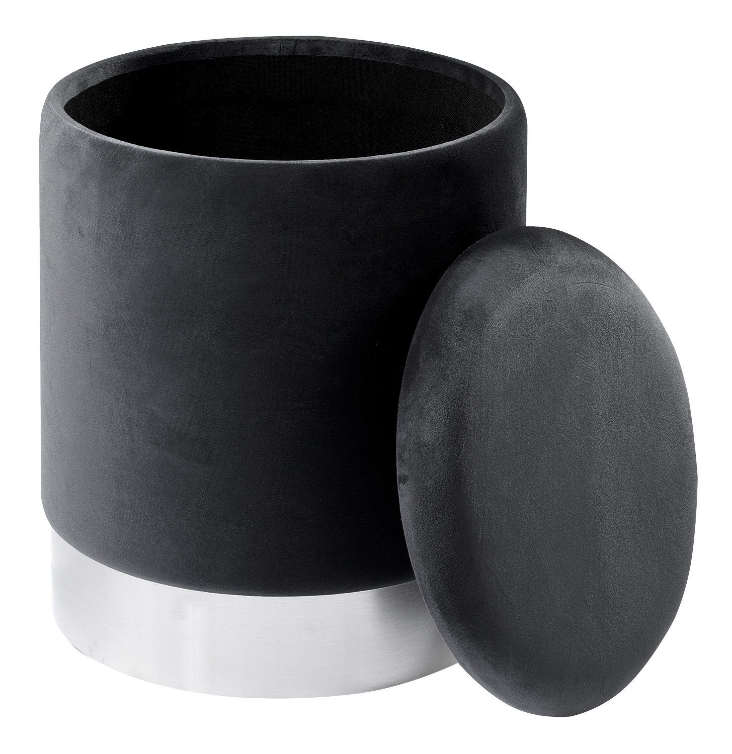 Home4You Sitzhocker, Ø 36 cm, Dunkelgrau, Samtbezug, mit abnehmbarem Deckel günstig online kaufen