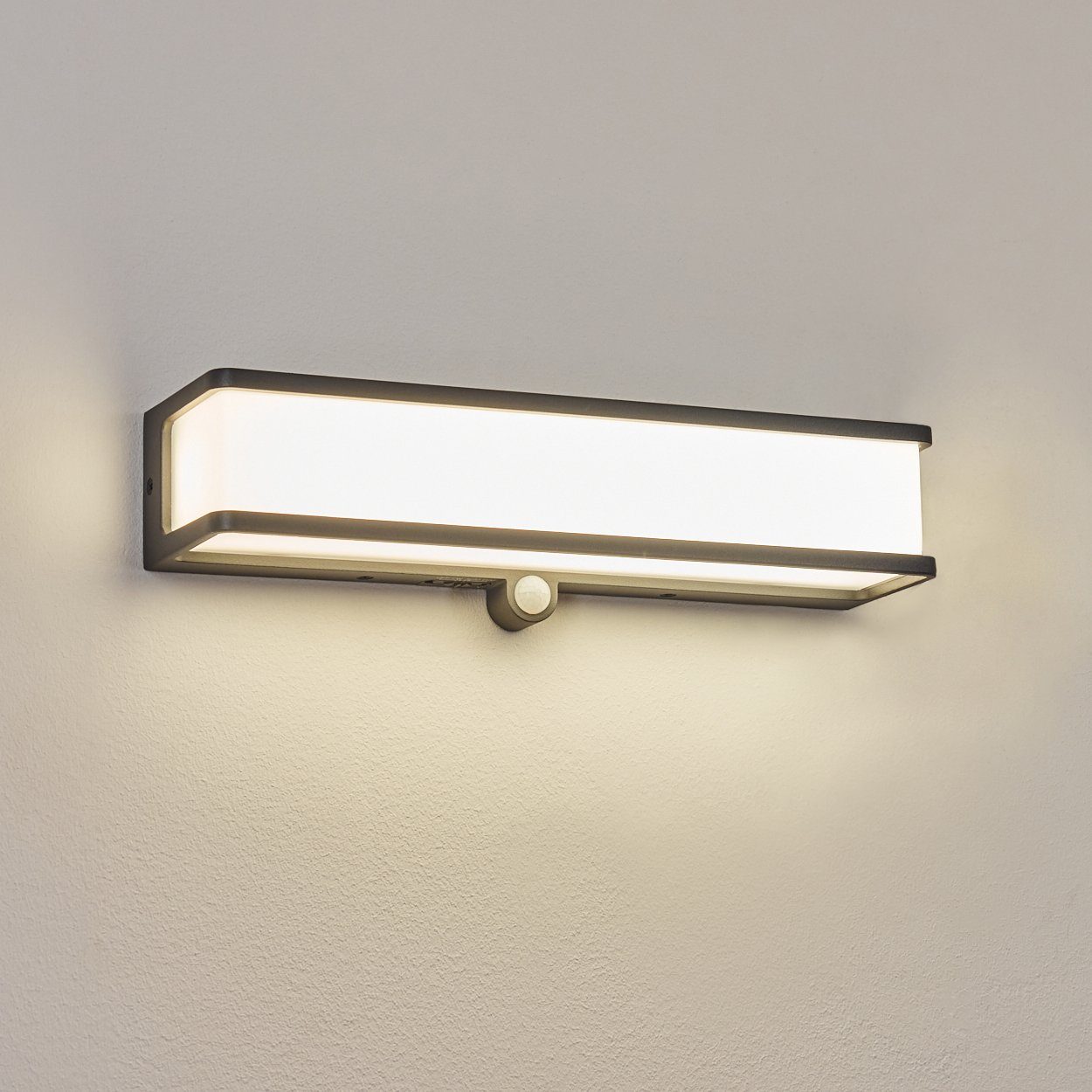 Anthrazit/Weiß, Kelvin, in aus IP54 LED, Außenlampe 4000 »Sorianello« moderne hofstein Lichteffekt, Außen-Wandleuchte Lumen, Bewegungsmelder, 1800 Metall An-/Ausschalter,