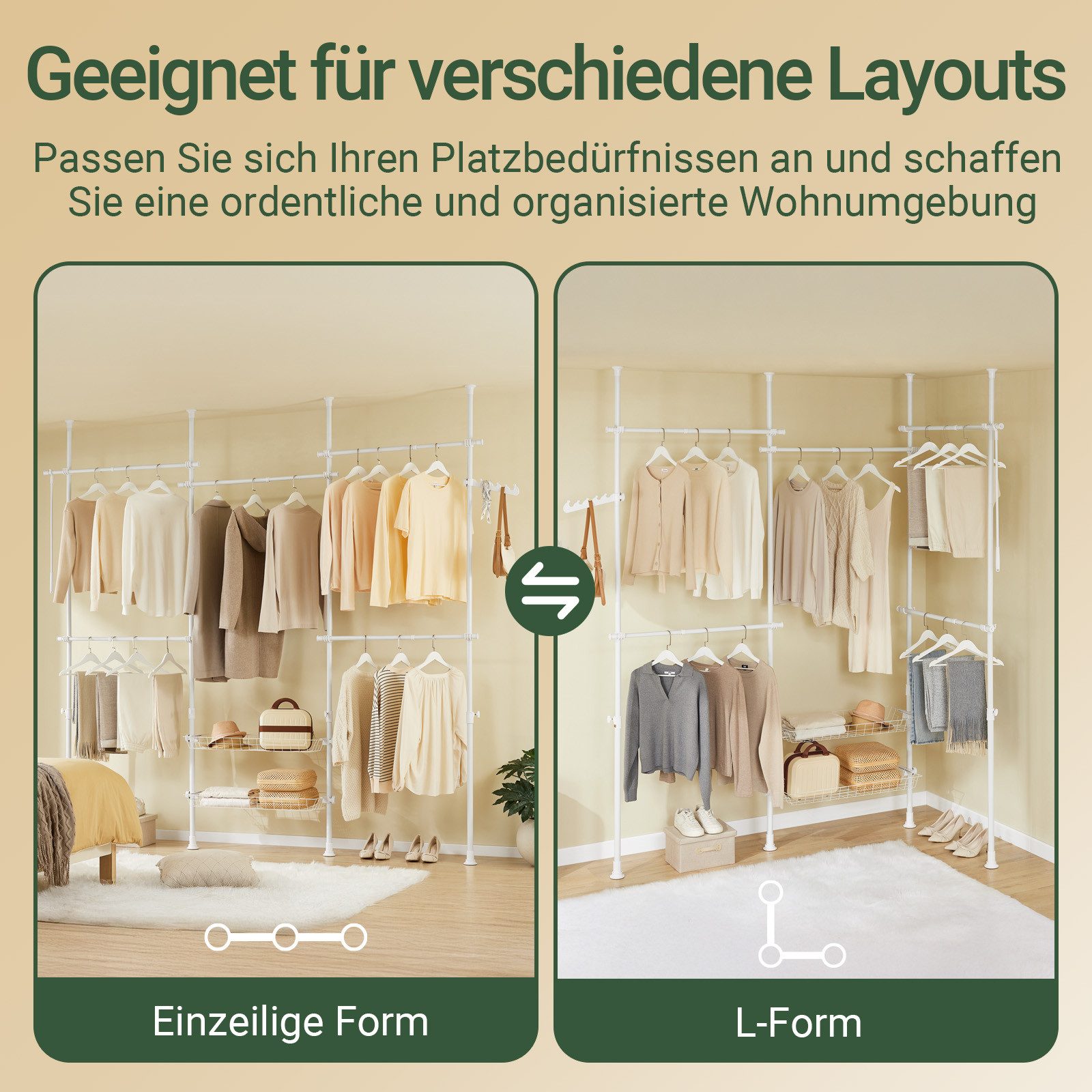 SoBuy Kleiderständer KLS04, Garderobenständer Kleiderschrank, verstellbares Regal, Schlafzimmer