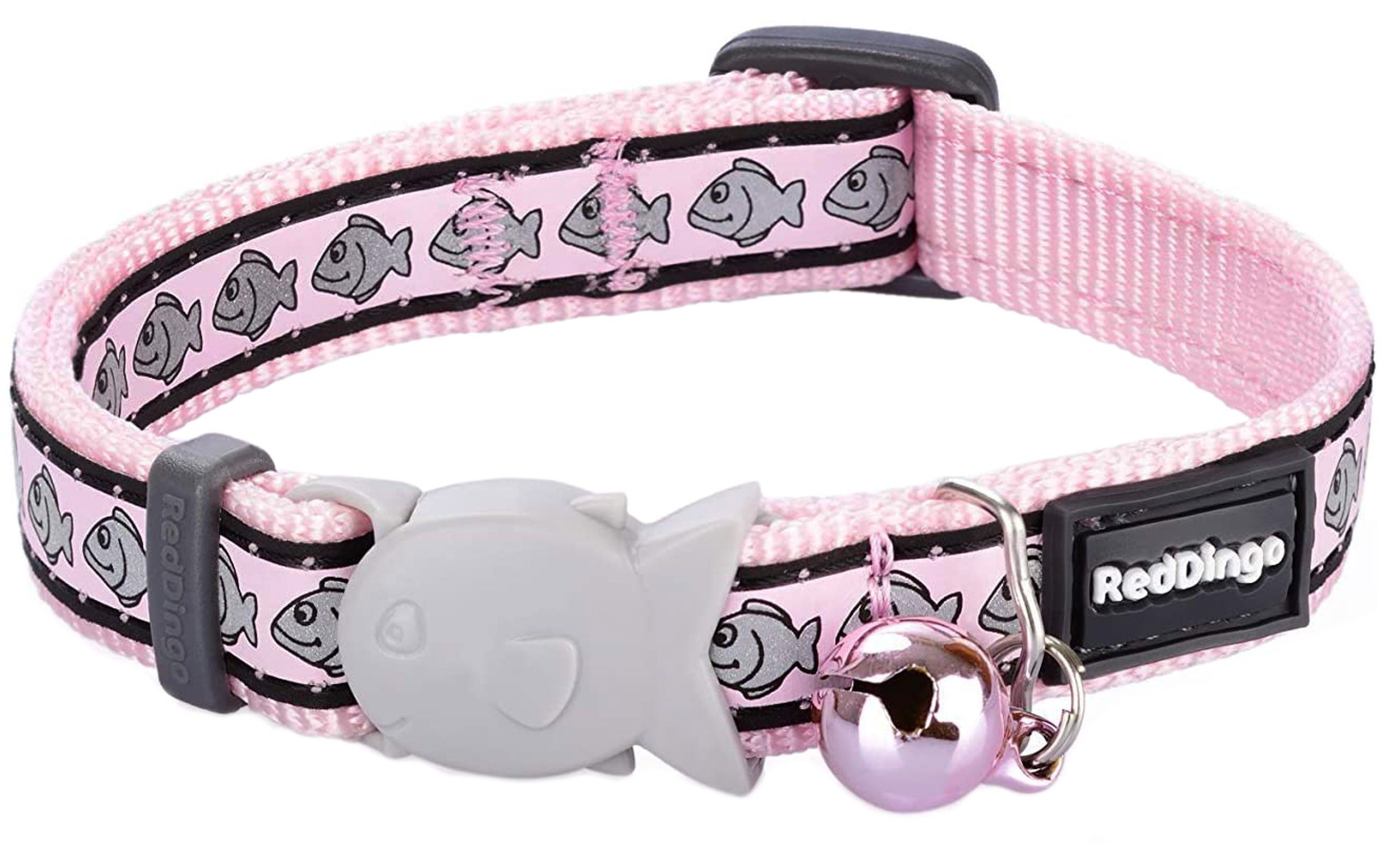 Sarcia.eu Katzen-Halsband Hellrosa rückstrahlendes Halsband mit Glöckchen für Katze 12mm, Nylonband