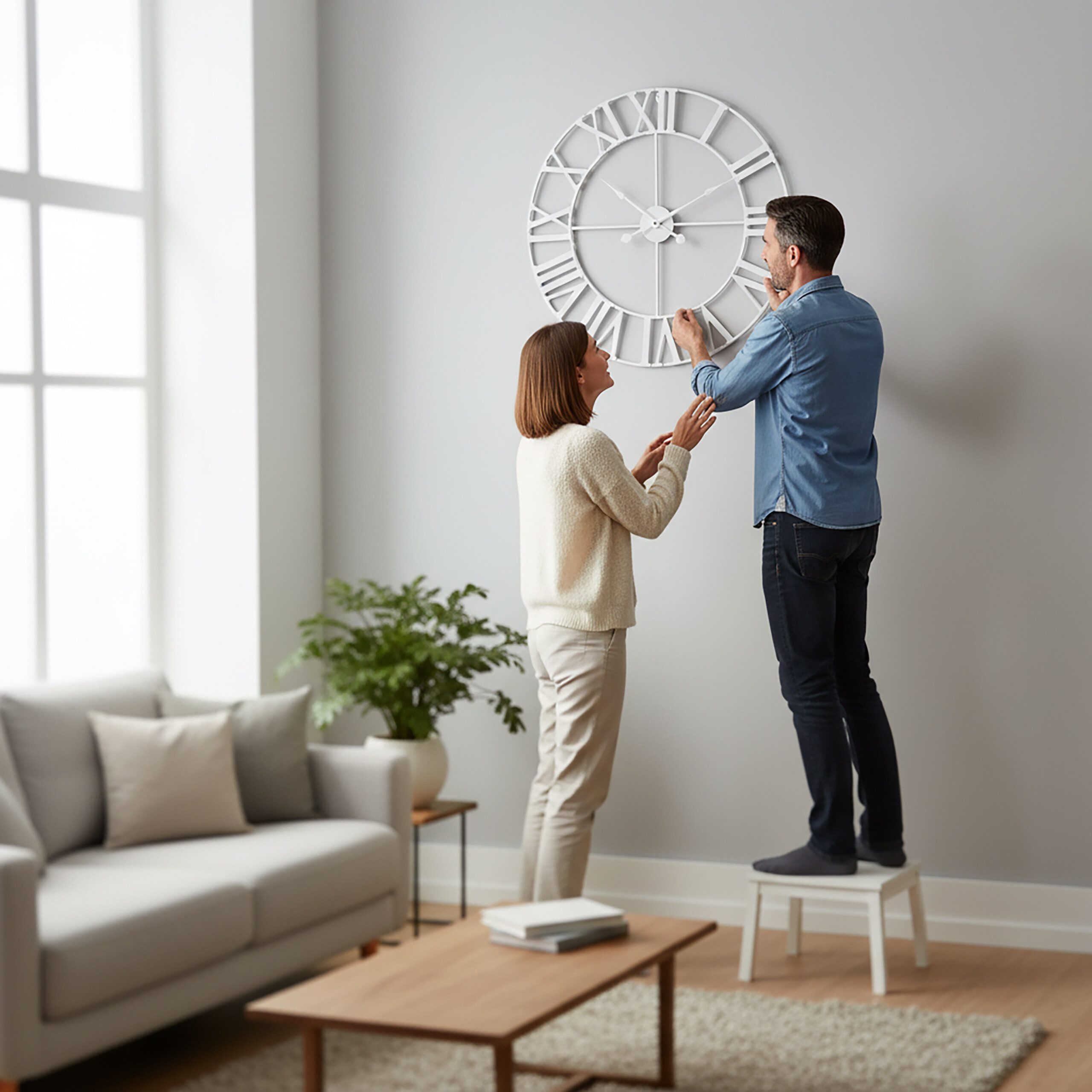 relaxdays Wanduhr mit römischen Zahlen (weiß) – Bild 5 von 5