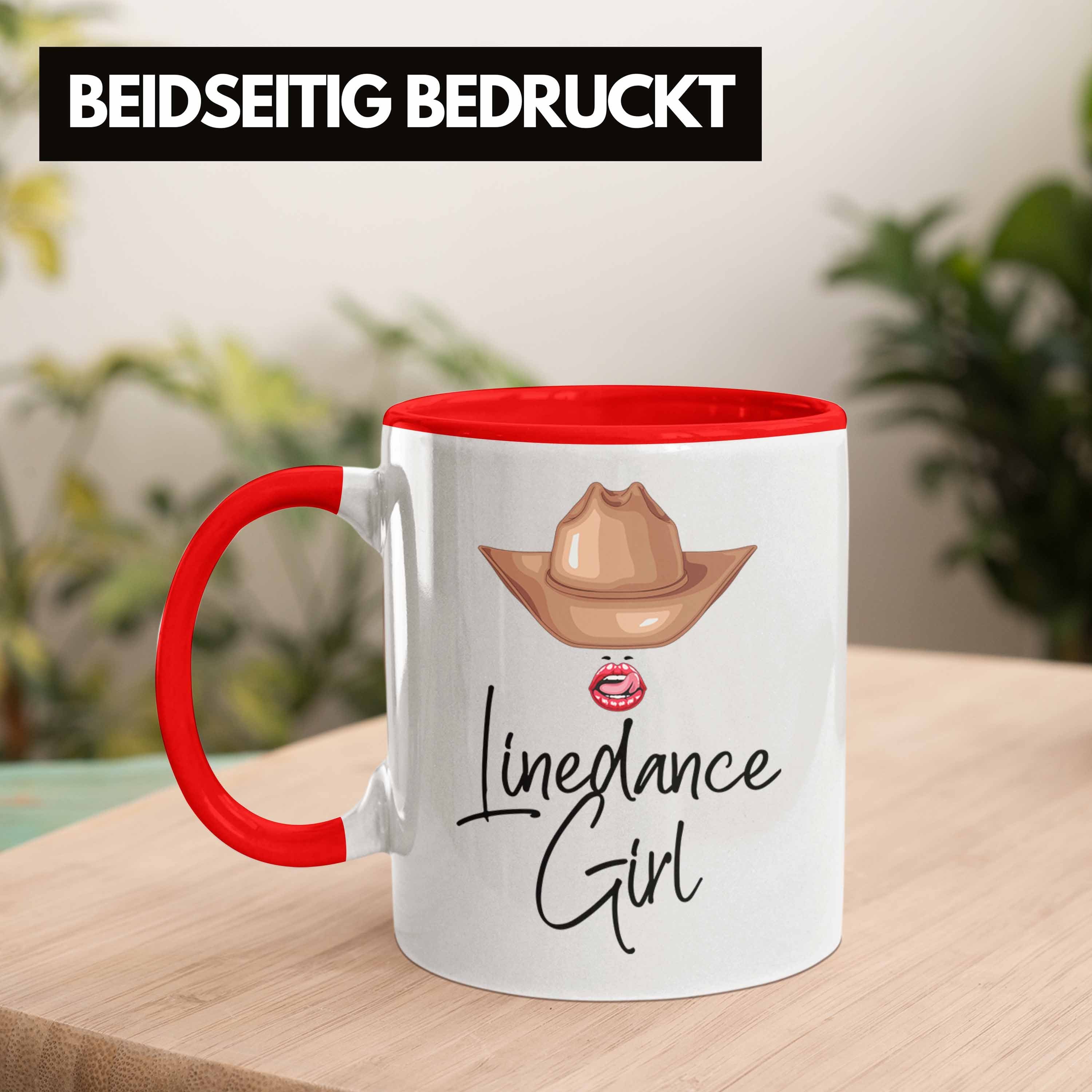 Trendation Frauen Linedance Geschenkidee Geschenk Linedancerin Tasse Rot Girl Tasse