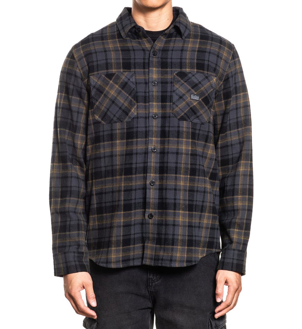 Sullen Clothing Langarmhemd Blue Blood Flannel Shirt Holzfällerhemd Kariert Grau