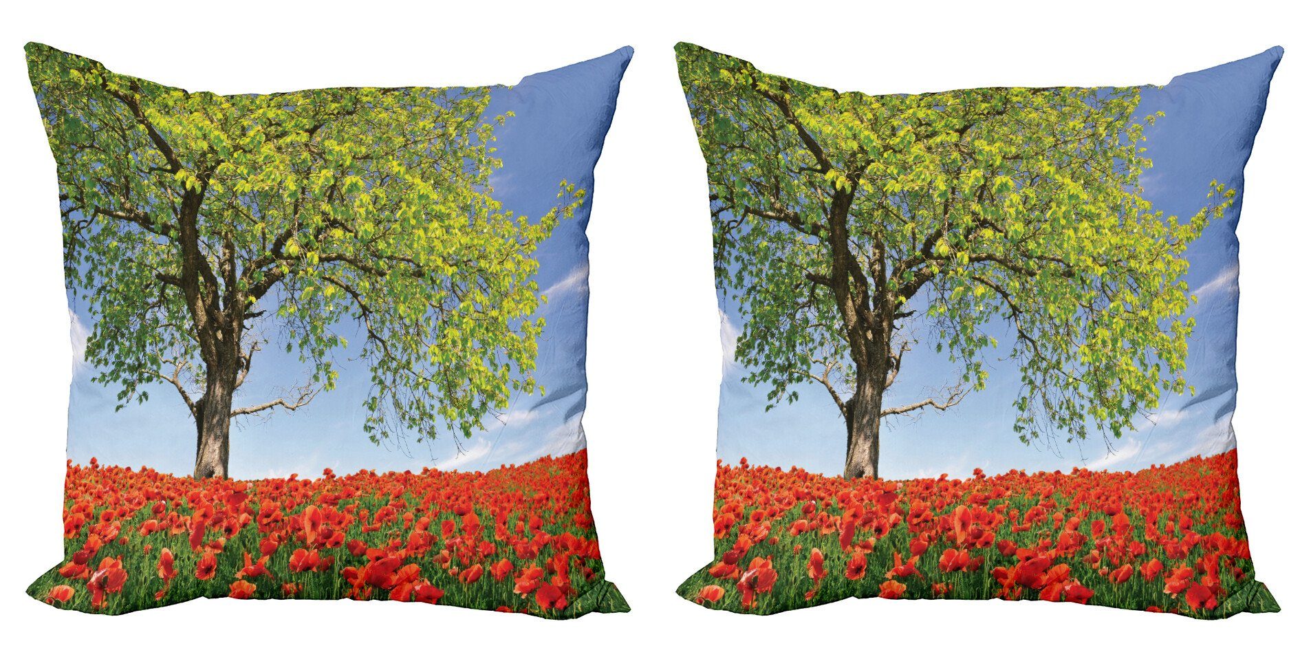 Stück), Baum (2 Doppelseitiger Blumen Abakuhaus Kissenbezüge Digitaldruck, Modern Frühlingslandschaft Accent