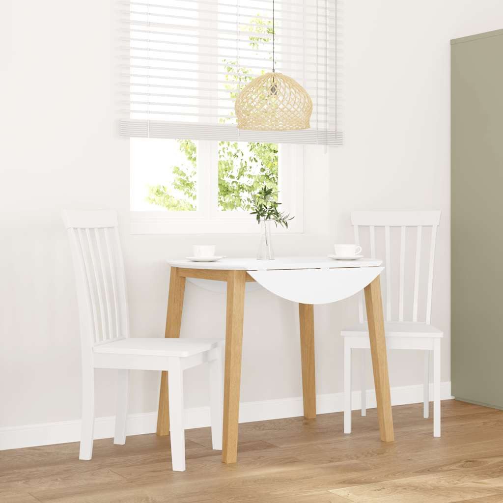 vidaXL Esszimmerstuhl Esszimmerstühle 2 Stk. Weiß Massivholz Gummibaum (2 St)
