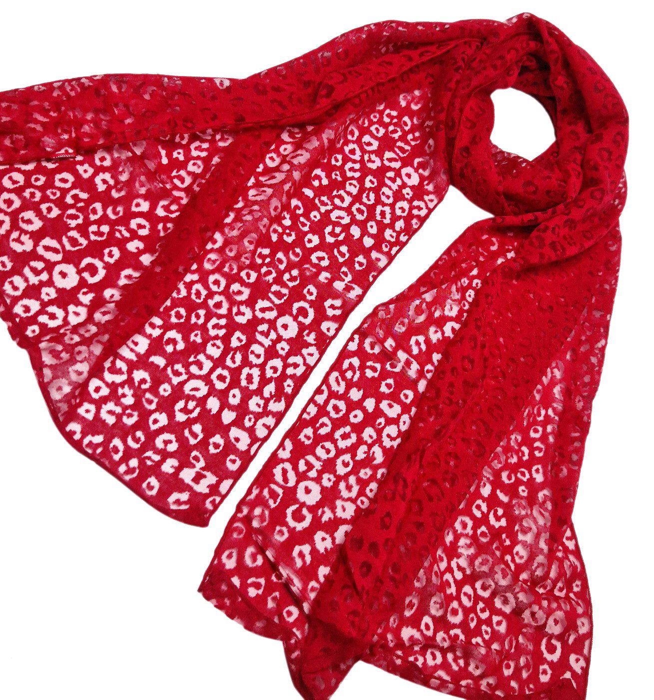 dy_mode Halstuch Damen Schal Leo Muster Leichtes Halstuch Weicher Frühlingsschal, transparente Stellen, Ausbrenner-Optik, In Unifarben – Bild 2 von 4