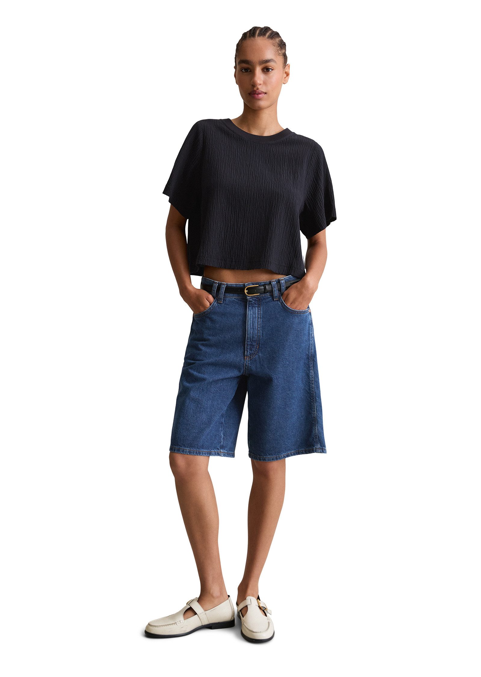 Marc O'Polo DENIM Kurzarmbluse mit markanter Struktur