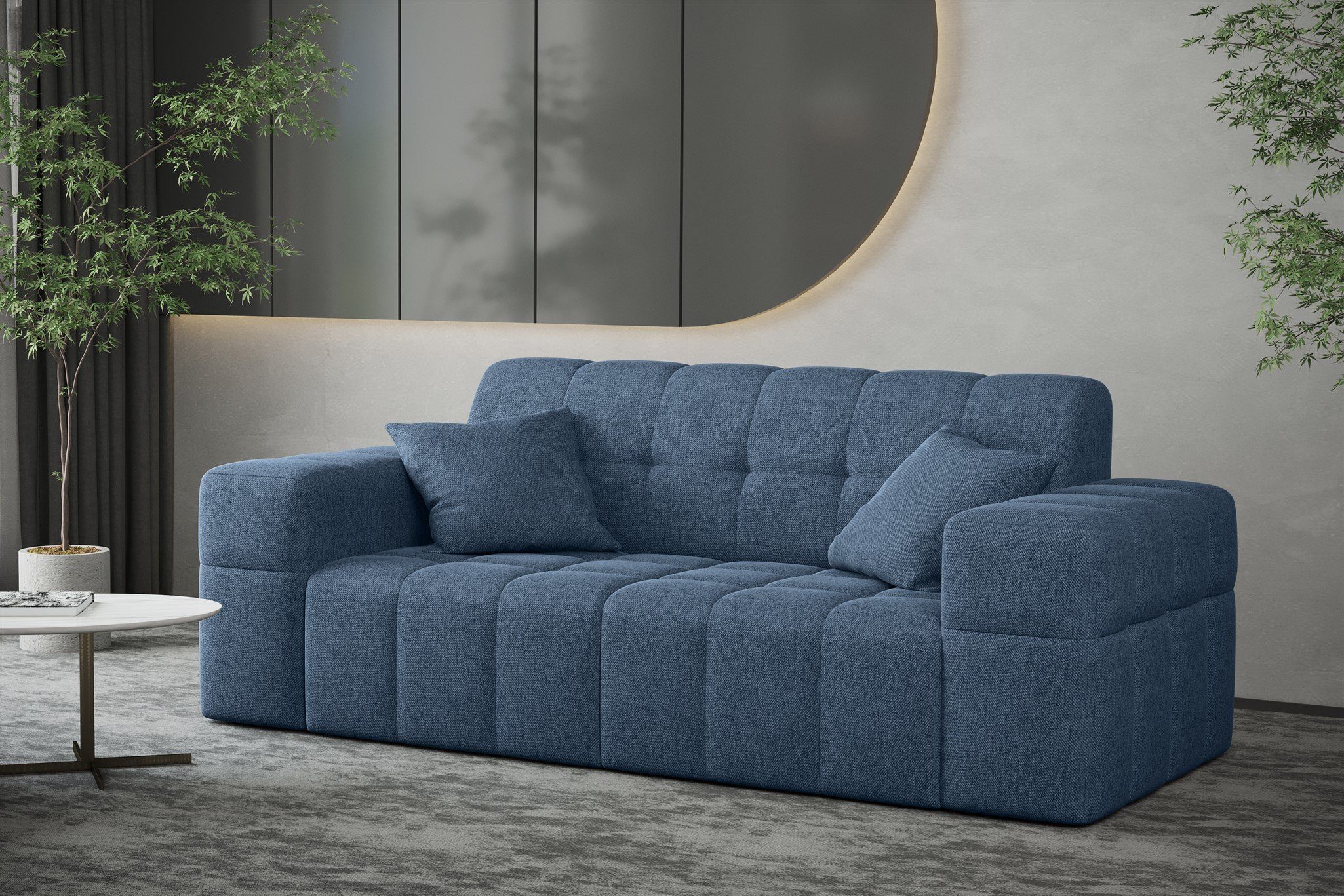 Fun Möbel Sofa Sofa Designer-Sofa NANCY 2-Sitzer in Stoff Neve, Rundumbezug