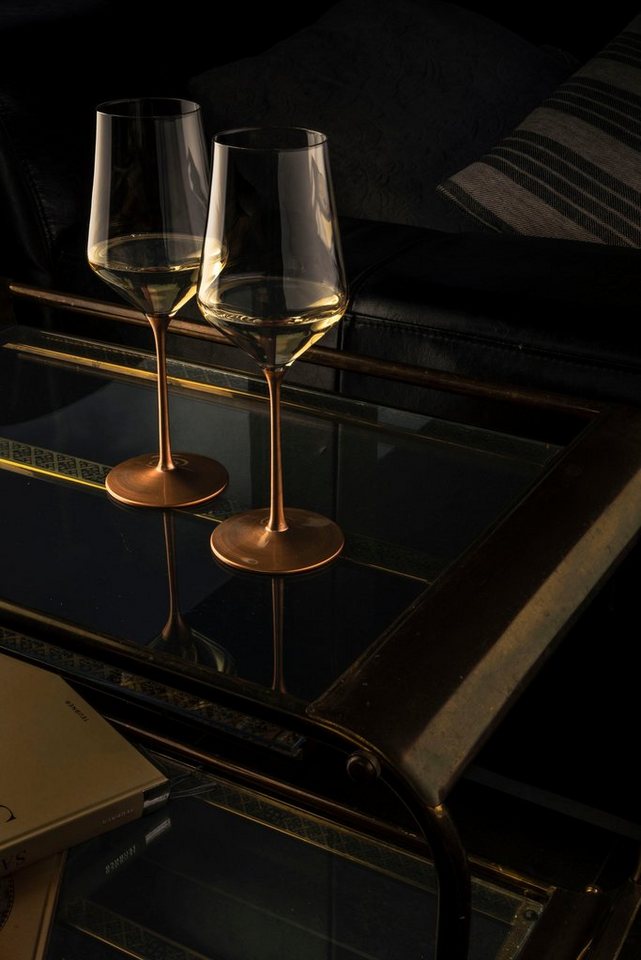 Eisch Weißweinglas KAYA, Made in Germany, 380 ml, Kristallglas, in  Handarbeit mit fein schimmernden Kupfer-Glasur veredelt,