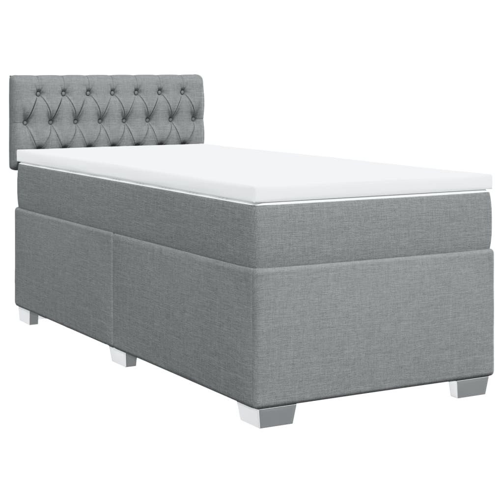 Bett Boxspringbett mit Matratze Hellgrau 90x200 cm Stoff