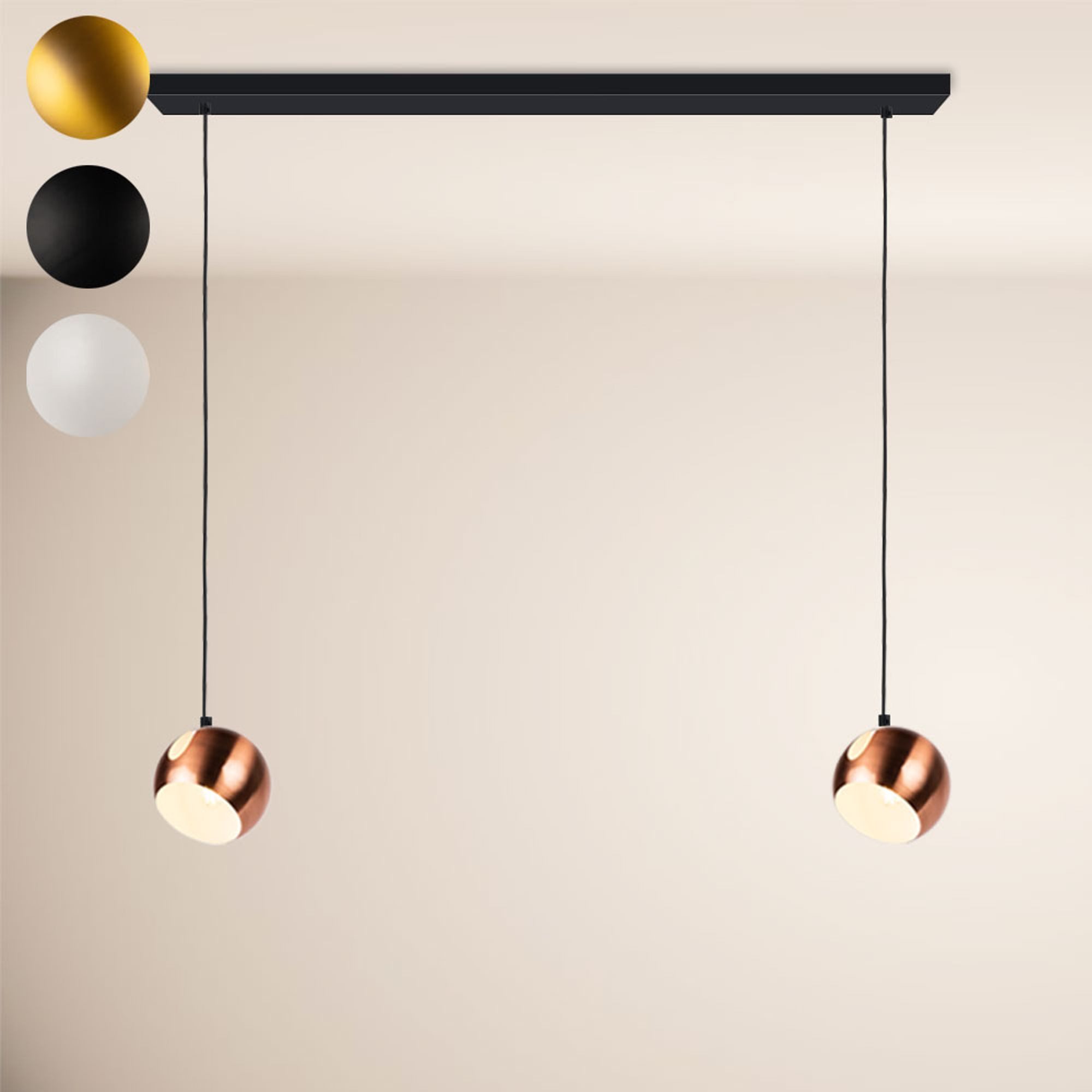 s.luce Pendelleuchte Ball Esstisch-Pendelleuchte 2-5-flammig Ø 20cm Balken 160cm Weiß
