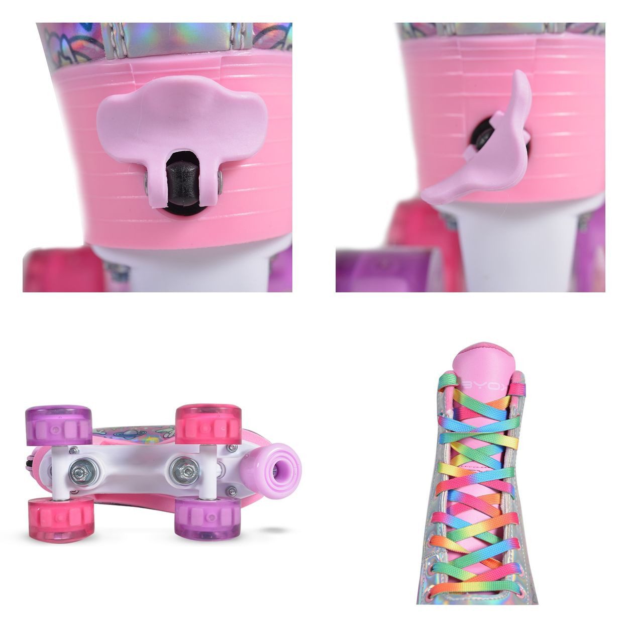 Byox Rollschuhe Rollschuhe Einhorn, PU-Räder beleuchtet, ABEC-5 Lager, verschiedene Größen