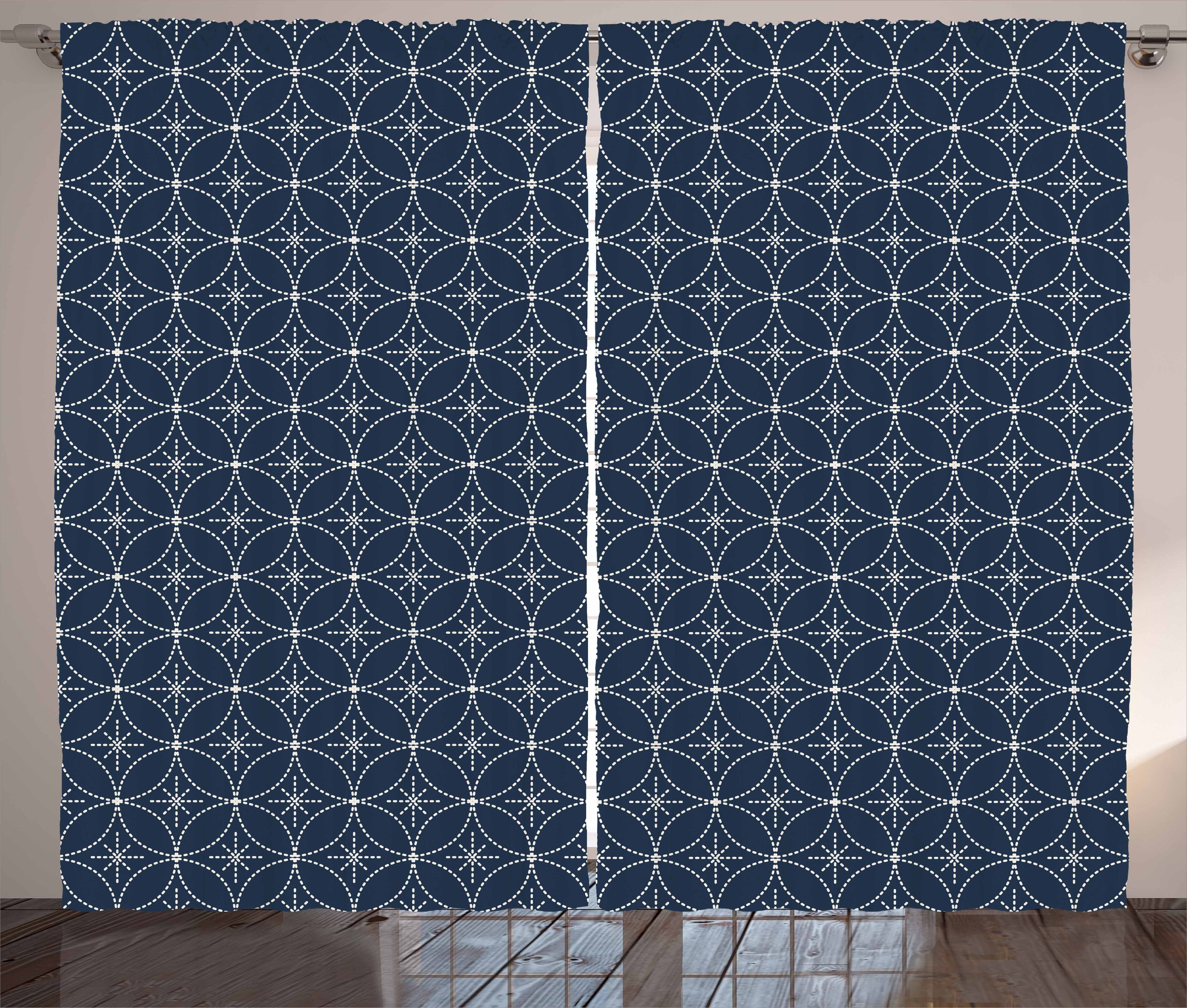 Gardine Schlafzimmer Kräuselband Vorhang mit Schlaufen und Haken, Abakuhaus, Geometrisch Abstrakt Dots Blumen