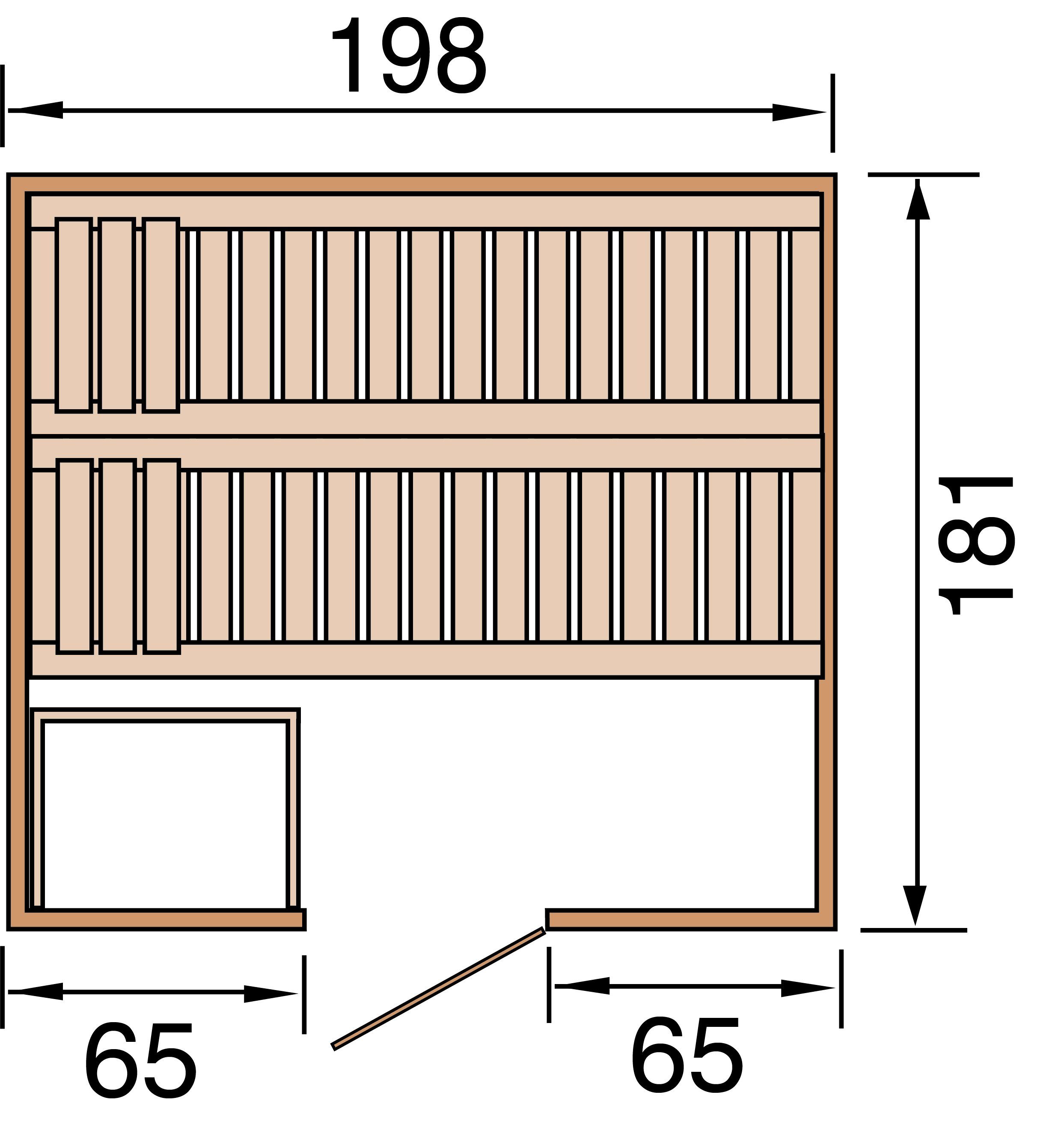 weka Sauna Bergen, BxTxH: 198 x 181 x 204 cm, 45 mm, ohne Ofen