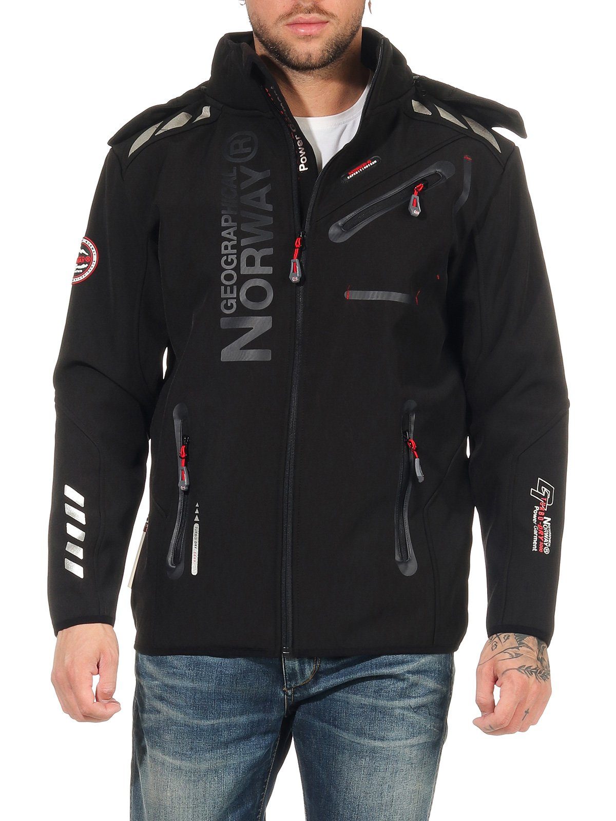 Geographical Norway Softshelljacke Geographical Norway Herren Softshelljacke G-River by leyoley mit abnehmbarer Kapuze