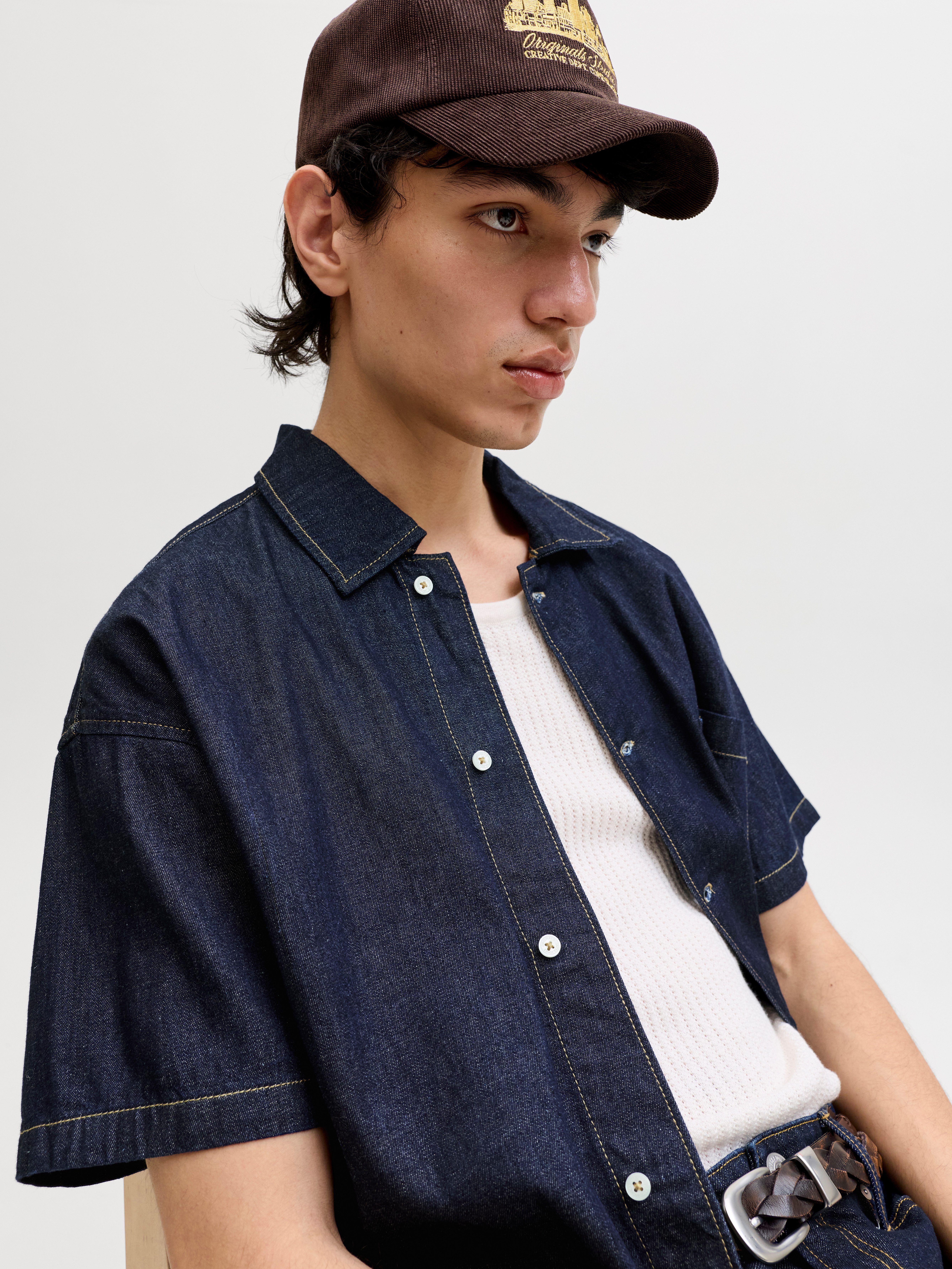 Jack & Jones Jeanshemd JJORGAUSTIN DENIM SHIRT SS LN Baumwolle, regular fit