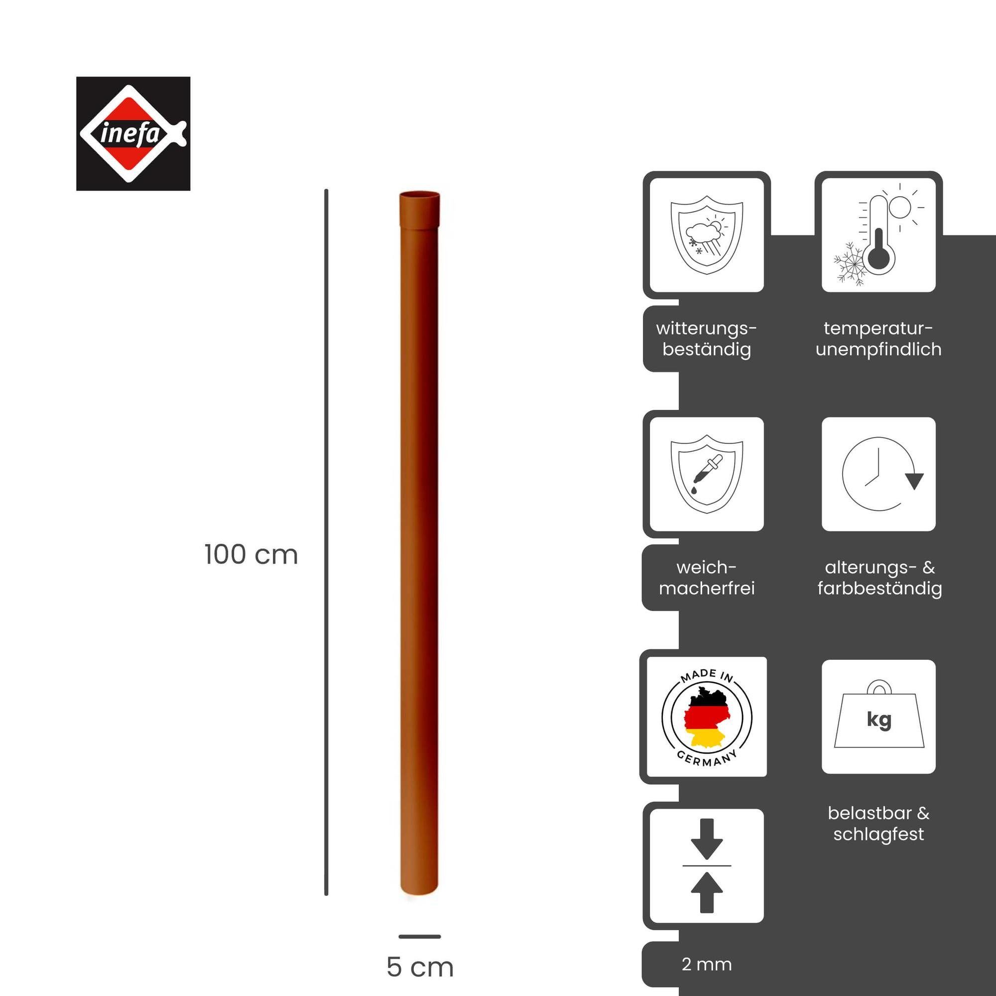 INEFA Regenfallrohr, DN50, PVC-U, Regenwasserrohr, Dachentwässerung, Dachrinnen-Zubehör