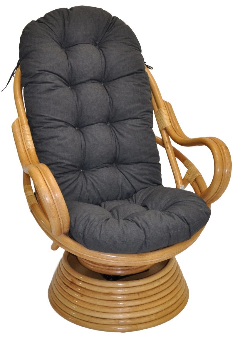 Rattani Rattanstuhl Rattan Drehsessel, Drehwippsessel Linda Fb. honig, 13 Polsterfarben zur Auswahl