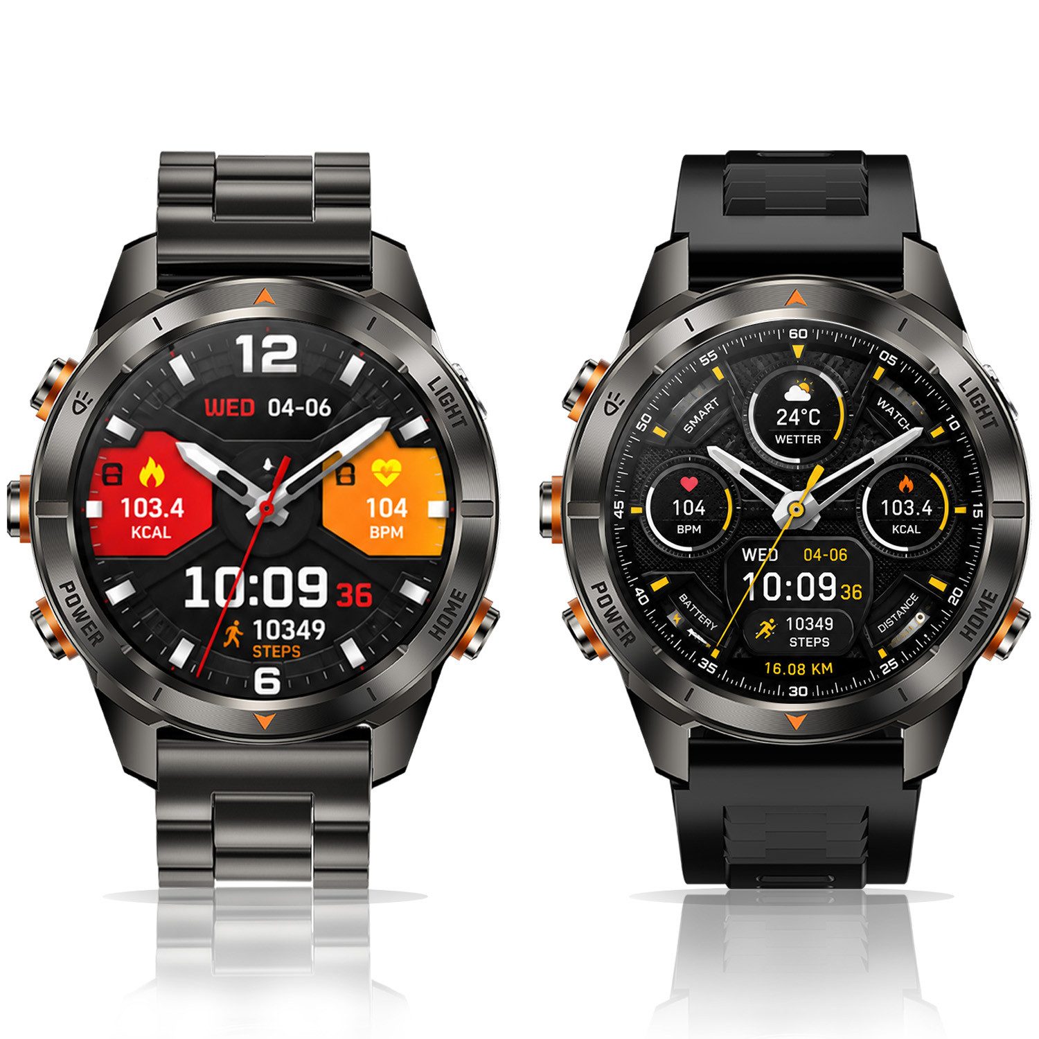 SWGOTA Smartwatch Herren Militär mit 1000mAh großer Akku 1,46" AMOLED-Display Smartwatch, Fitnesstracker mit 100+ Sportmodi/Herzfrequenz/Blutdruck/SpO2, Fitnessuhr Herren für Android iOS mit Schlafüberwachung