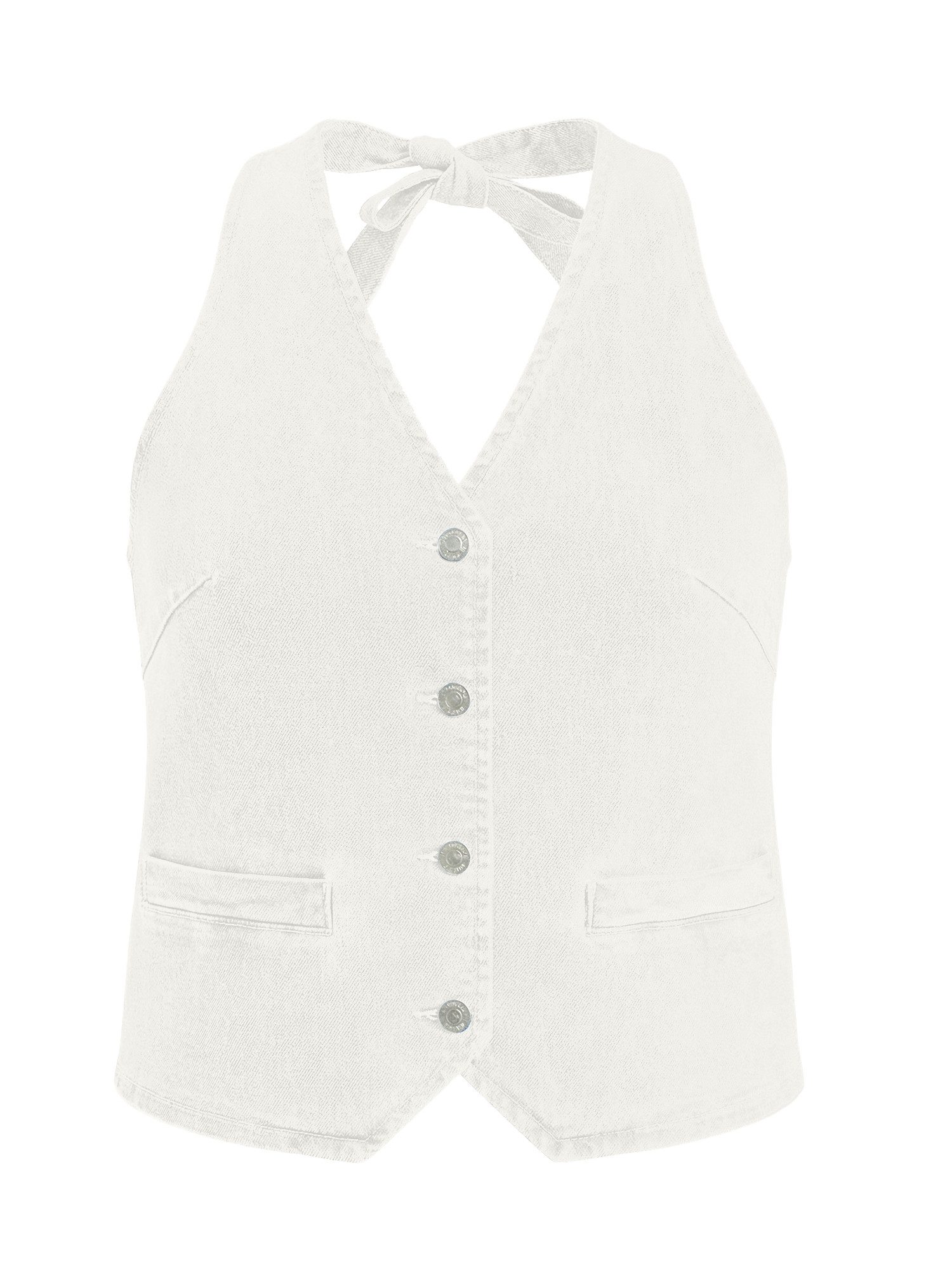 Imily Bela Jeansweste Damen Weste mit V-Ausschnitt und Rückenausschnitt (Packung, 1-tlg., 1per-Pack) mit Knöpfen – Bild 5 von 5