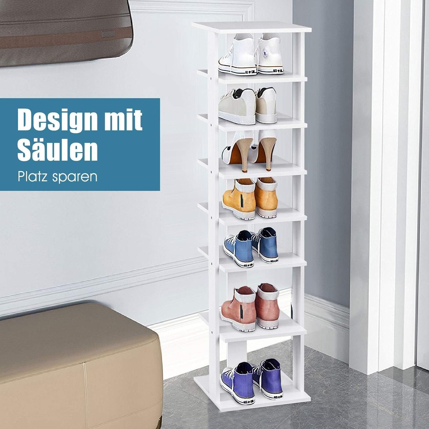 KOMFOTTEU Schuhregal Schuhständer, mit 7 Regalfächern, bis zu 10 kg günstig online kaufen