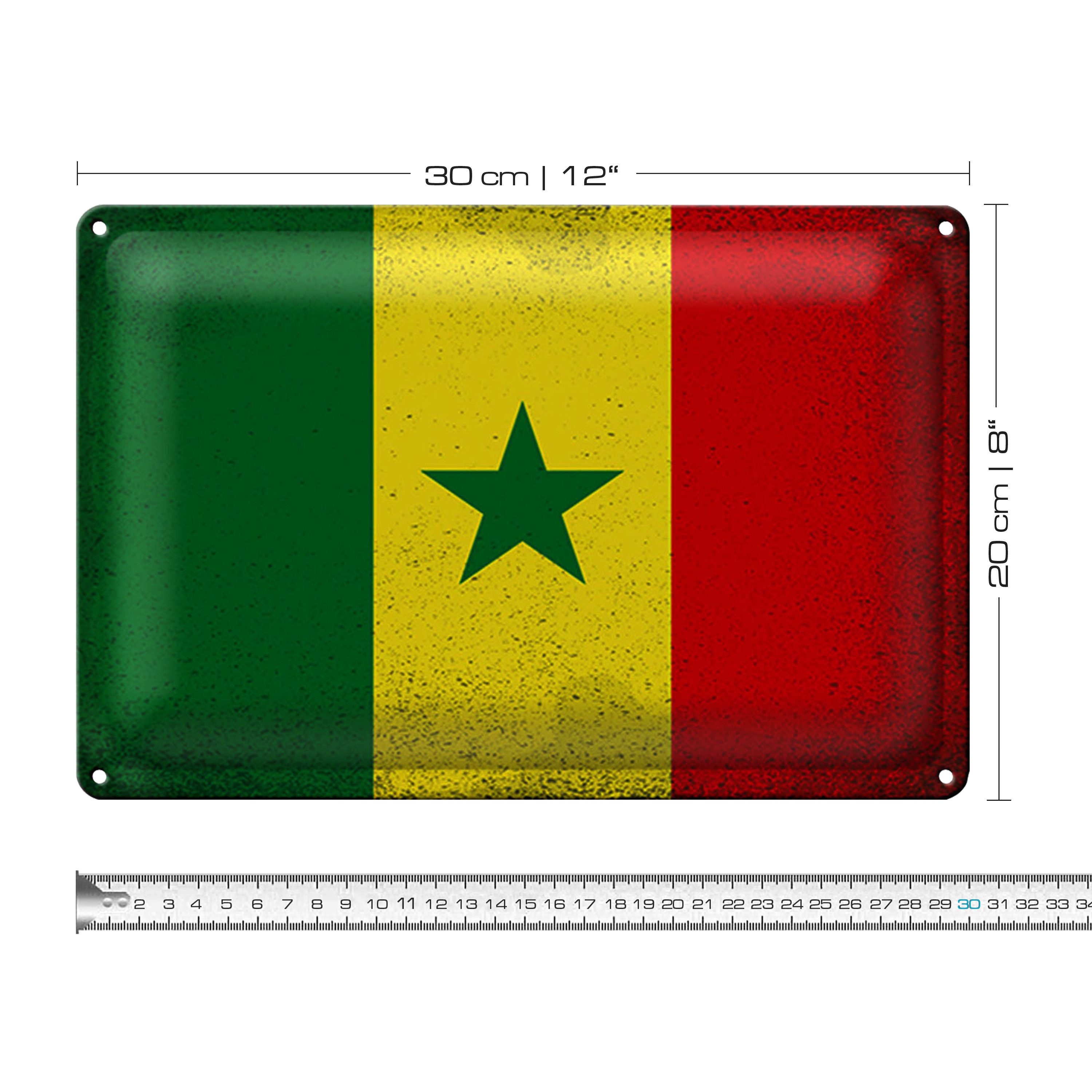 Roomando Metallschild Blechschild Flagge Senegal 30x20cm Flag of Senegal Vintage