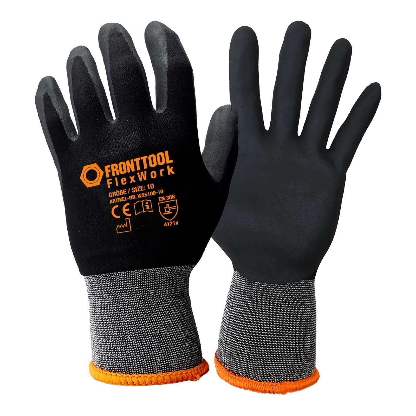 Fronttool Nitril-Handschuhe Arbeitshandschuhe FlexWork, Handschuh (Spar-Set)