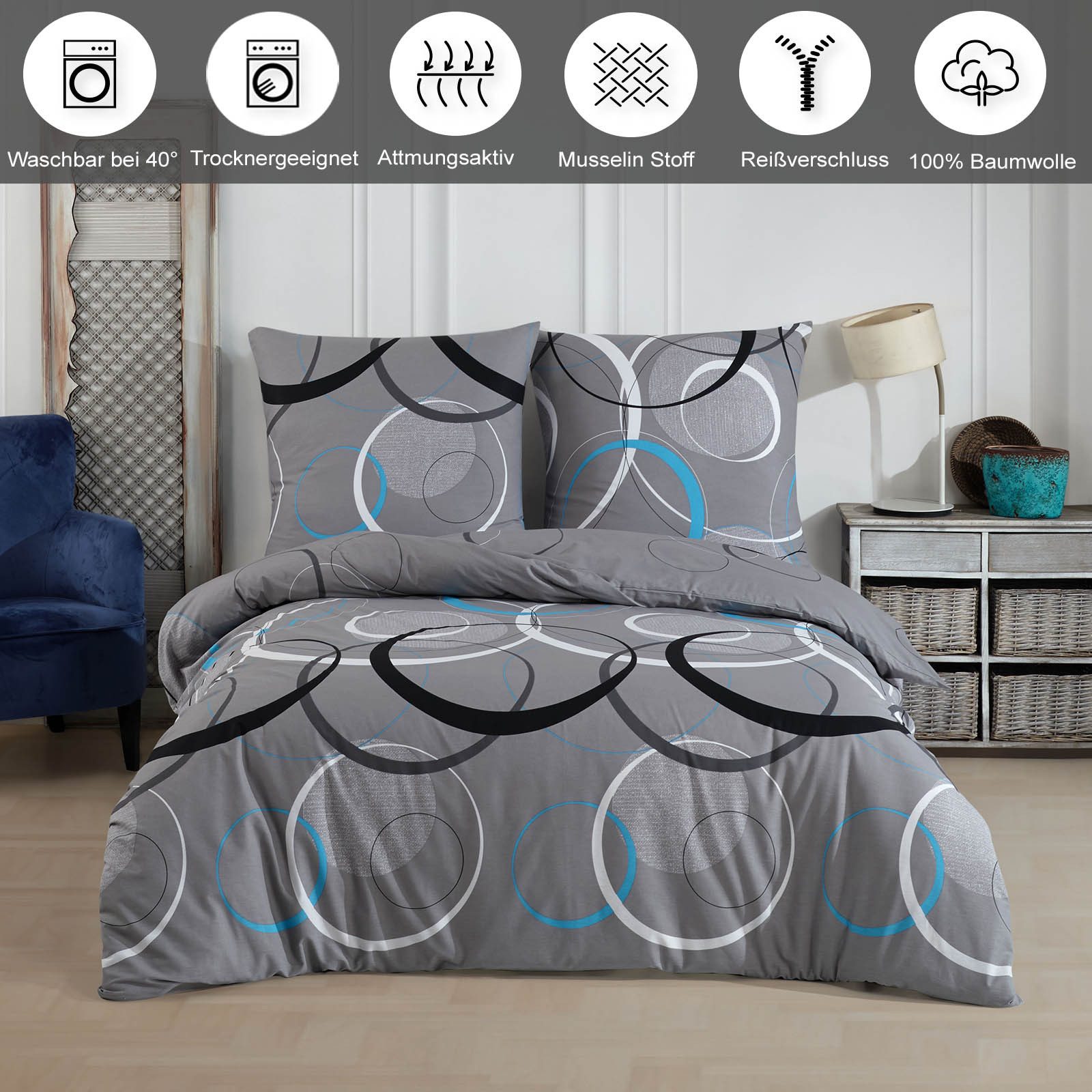 Buymax Bettwäsche Wave, Bettgarnitur, Bettbezug Set, Renforcé: 100% Baumwol günstig online kaufen