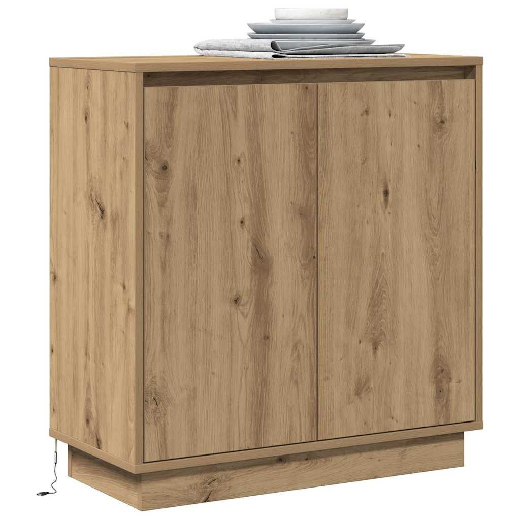 vidaXL Badezimmerspiegelschrank LED-Sideboard Artisan-Eiche 71 x 34,5 x 75 cm Holzwerkstoff (1-St)