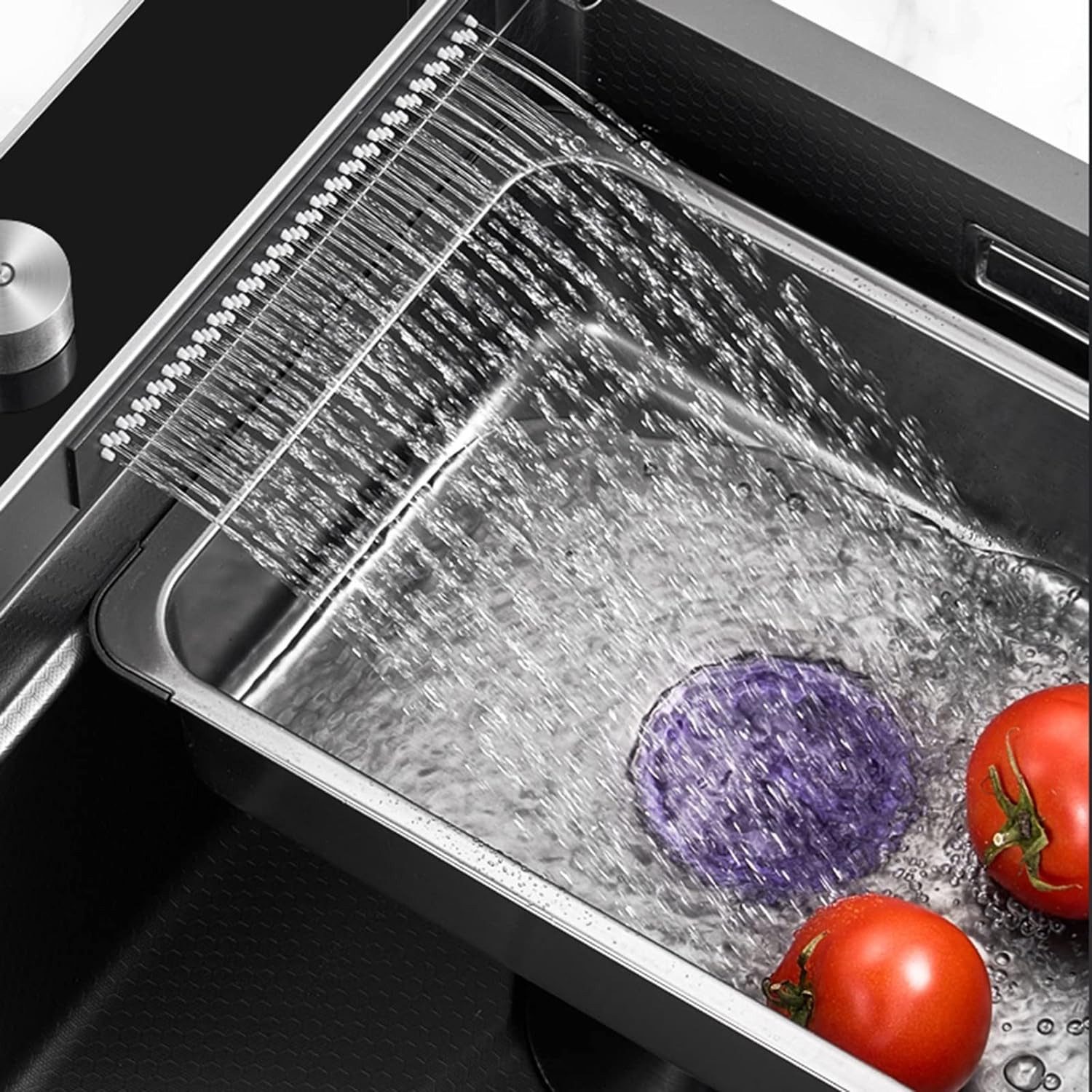 Faizee Home Küchenspüle Nano Innovative Wasserfall Geschirrspülbecken 75 x 45 cm mit Armatur
