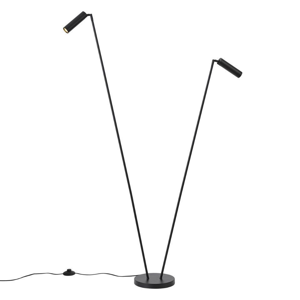 Qazqa Stehlampe Thomas, ohne Leuchtmittel, GU10, Schwarz, Modern, Stahl, 2-flammig